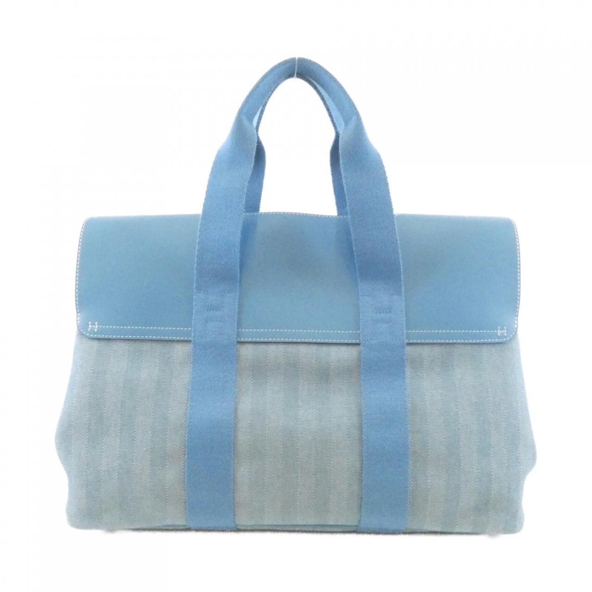 Hermes Blue Jean Toile Chevron Handbag (Pre-Owned)