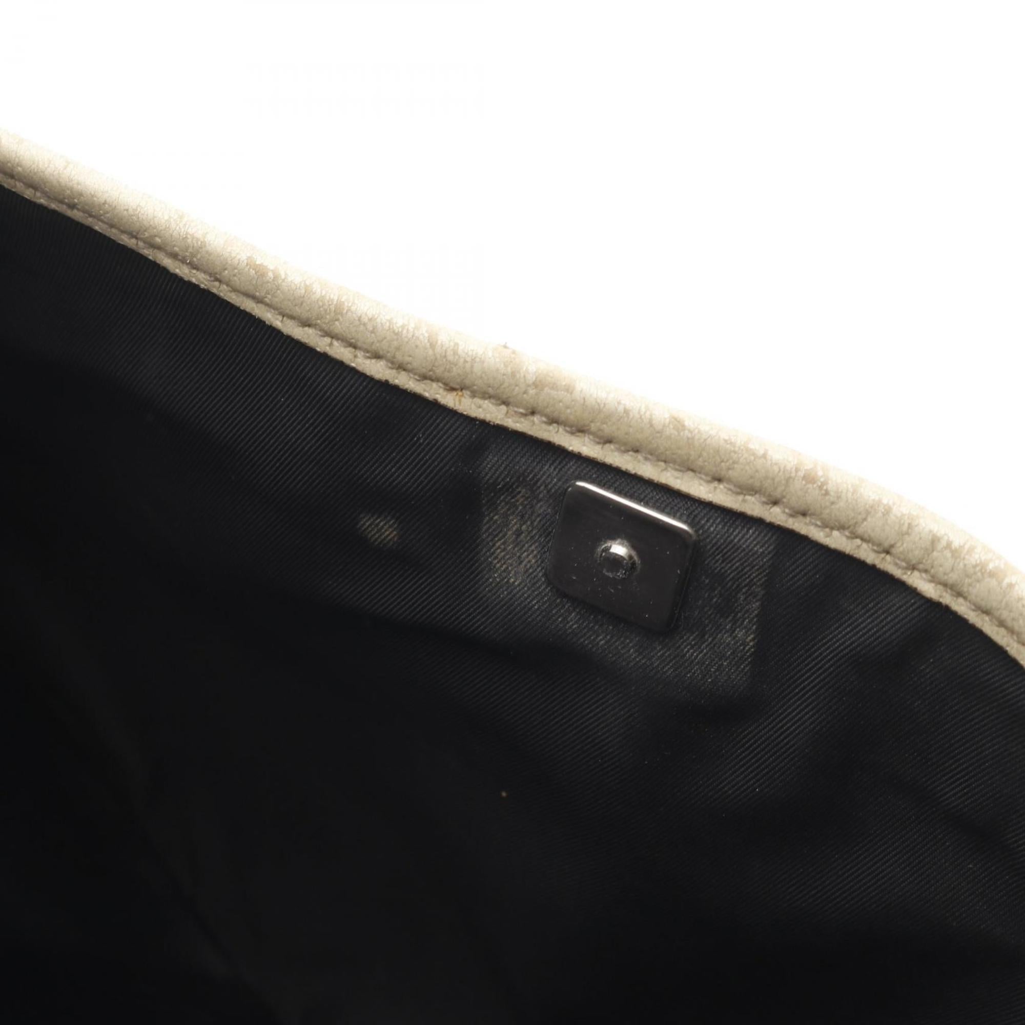 Gucci Gray White Gg Supreme Leather Shoulder Bag (Pre-Owned)