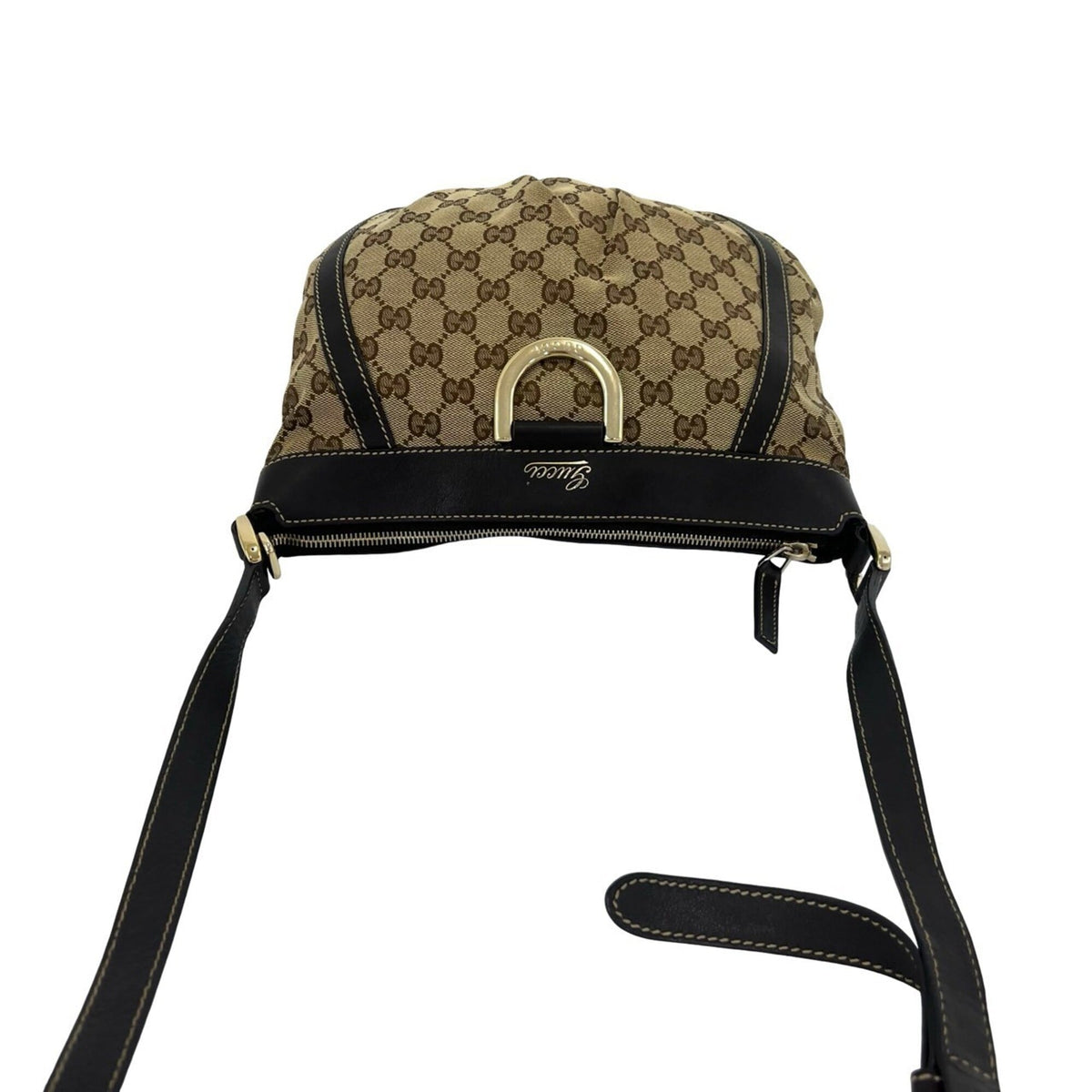 Gucci Brown Canvas Leather Crossbody Bag Pochette Shoulder Bag (Pre-Owned)