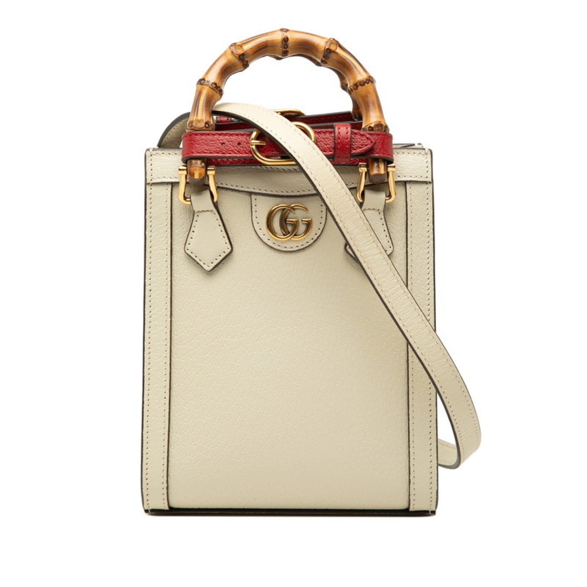 Gucci Ivory White Leather Handbag Shoulder Bag Tote Bag (Pre-Owned)