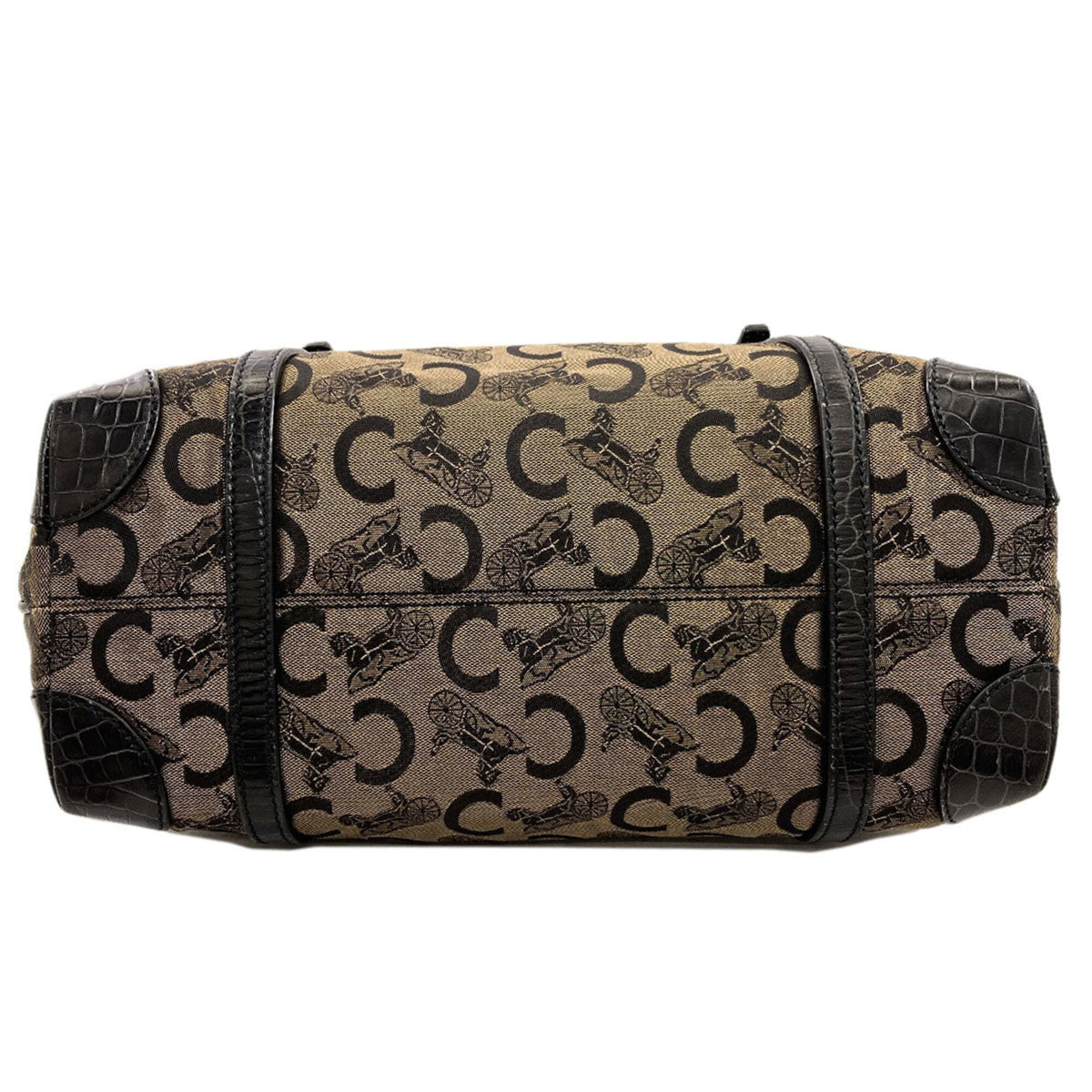 Celine Black Brown Canvas Handbag (Pre-Owned)