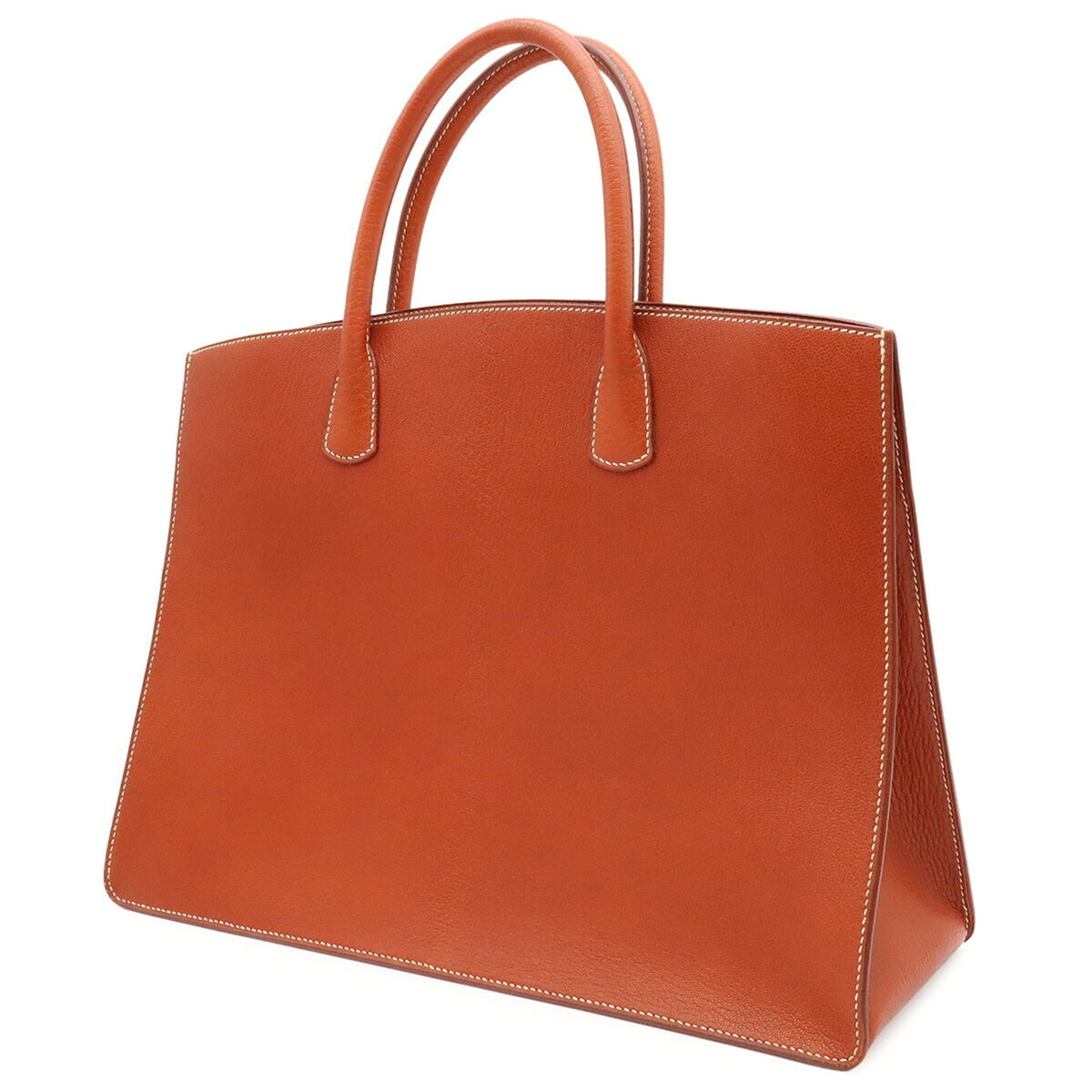 Hermes Brown Noisette White Chevre Leather Handbag (Pre-Owned)