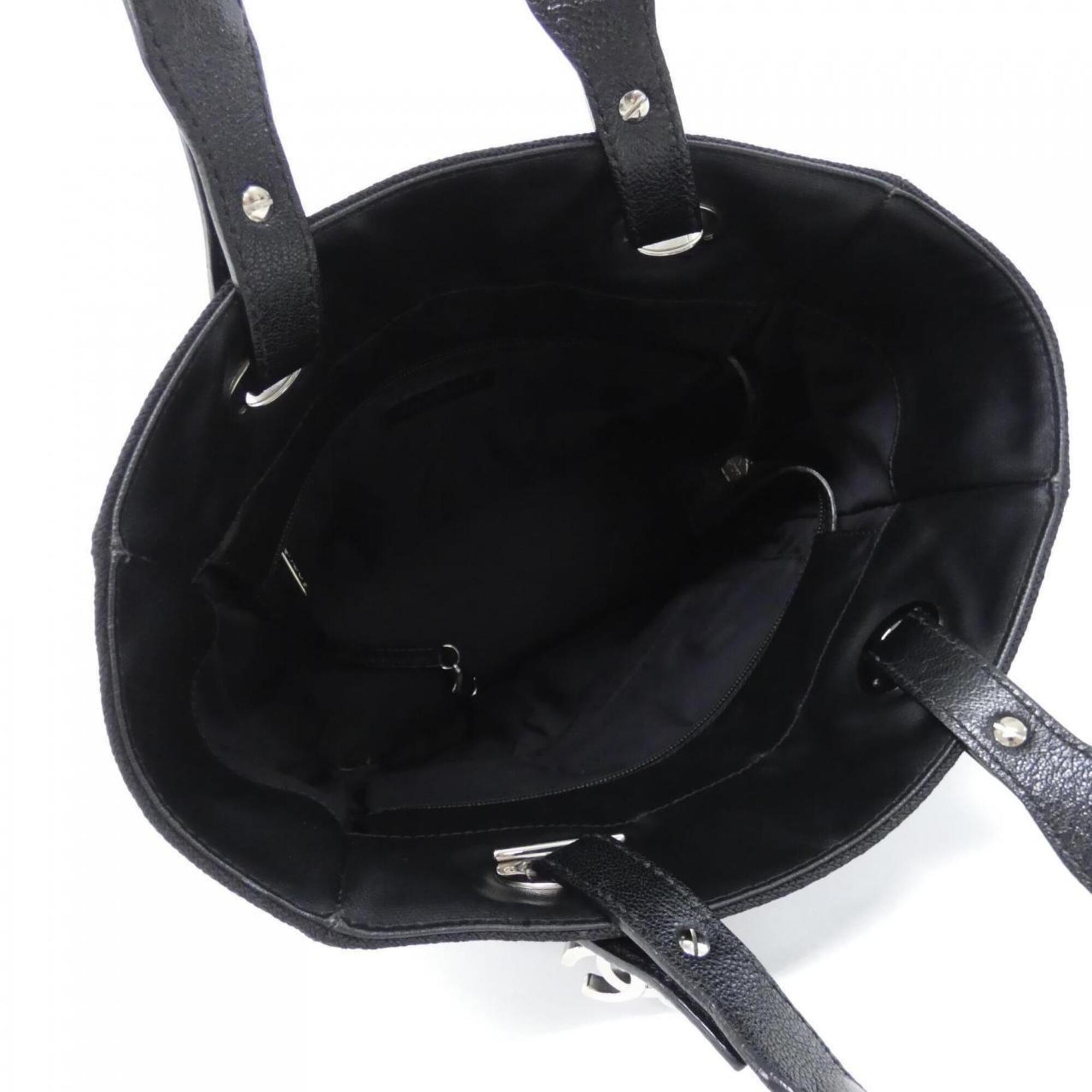 Chanel Black Canvas Handbag (Pre-Owned)