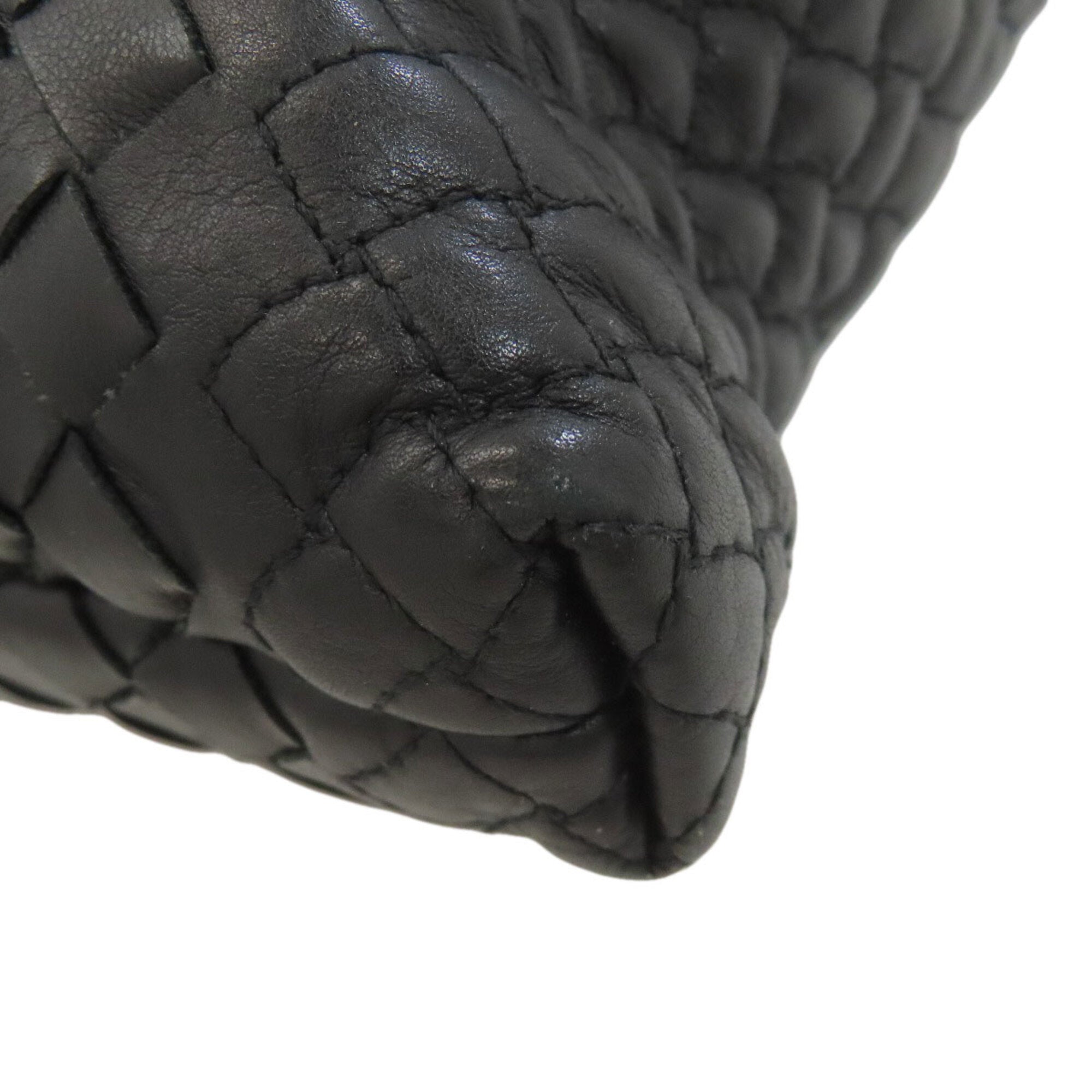 Bottega Veneta Black Leather Shoulder Bag (Pre-Owned)