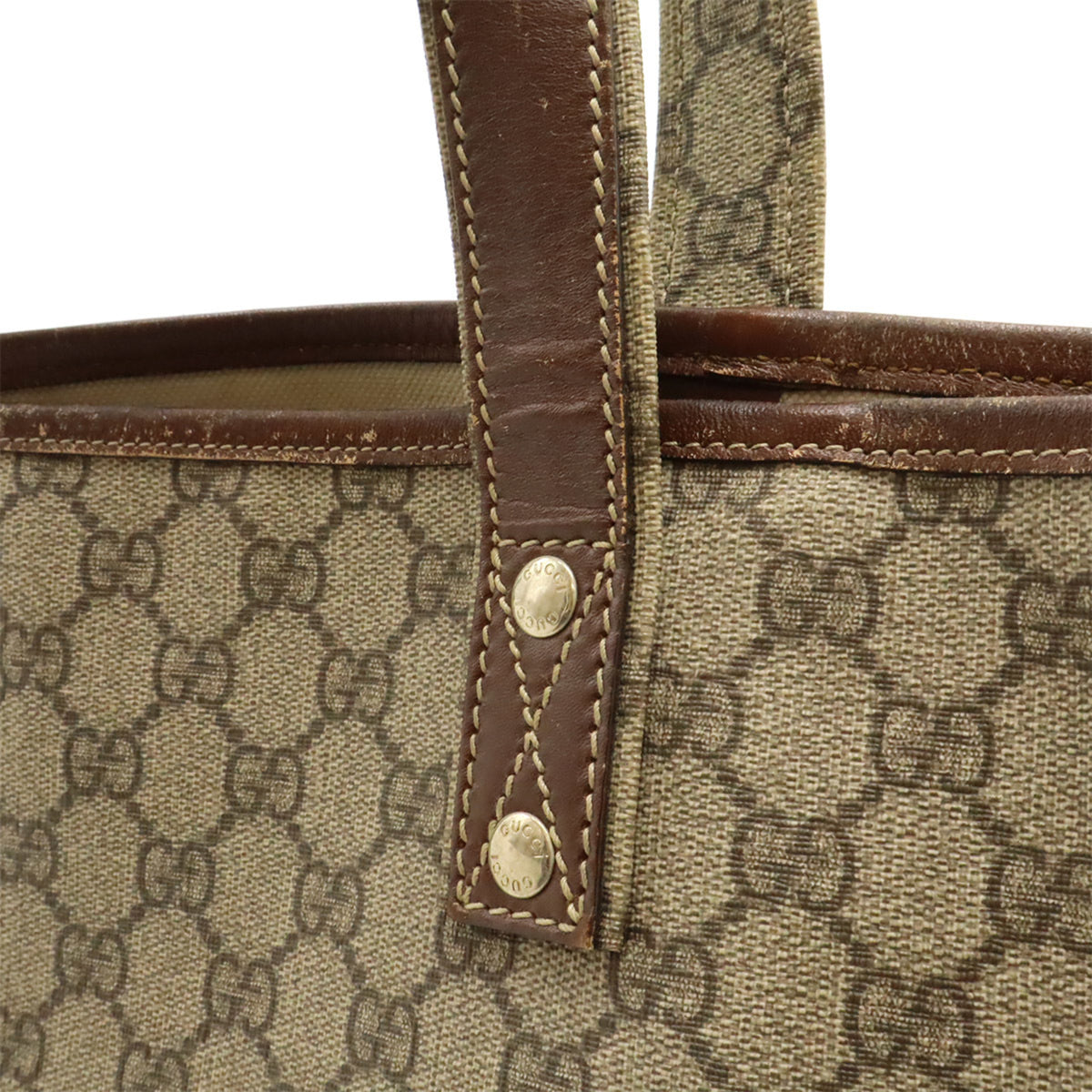 Gucci Beige Brown Gg Supreme Pvc Canvas Shoulder Bag Tote Bag (Pre-Owned)