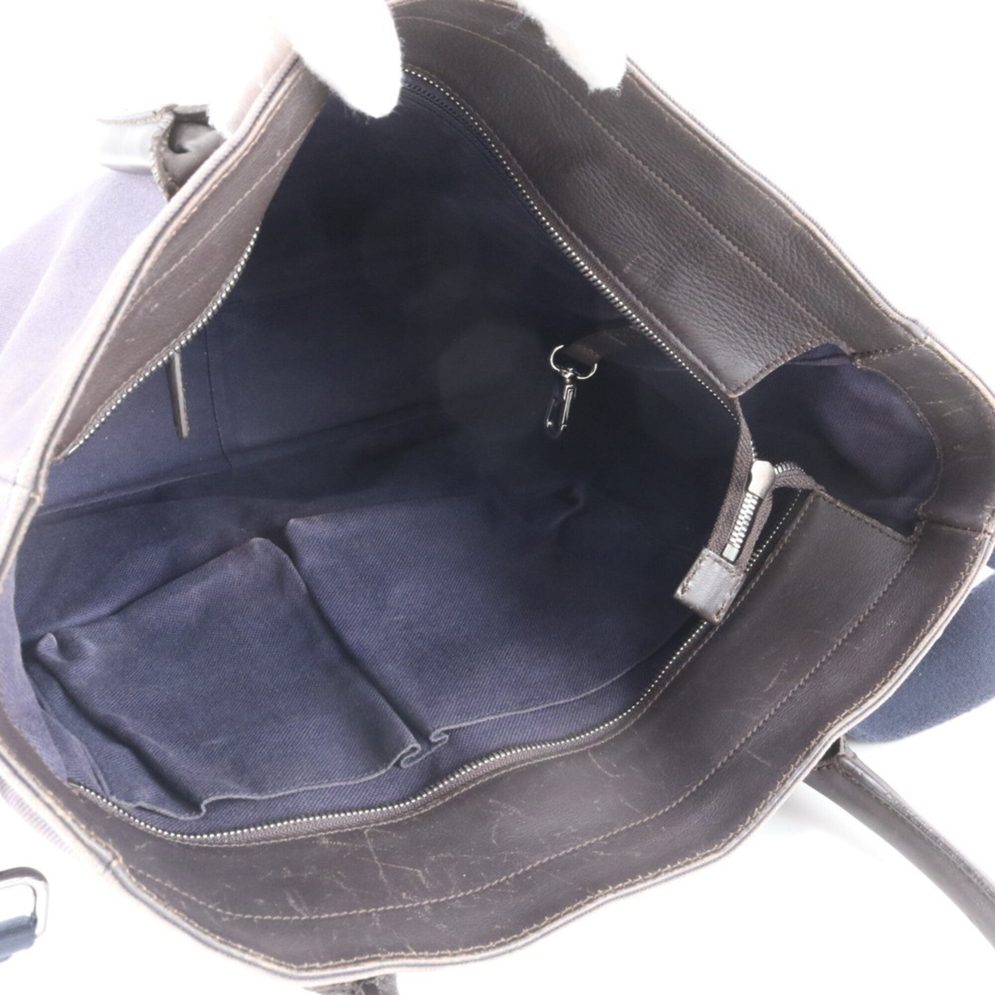 Salvatore Ferragamo Brown Navy Leather Shoulder Bag (Pre-Owned)