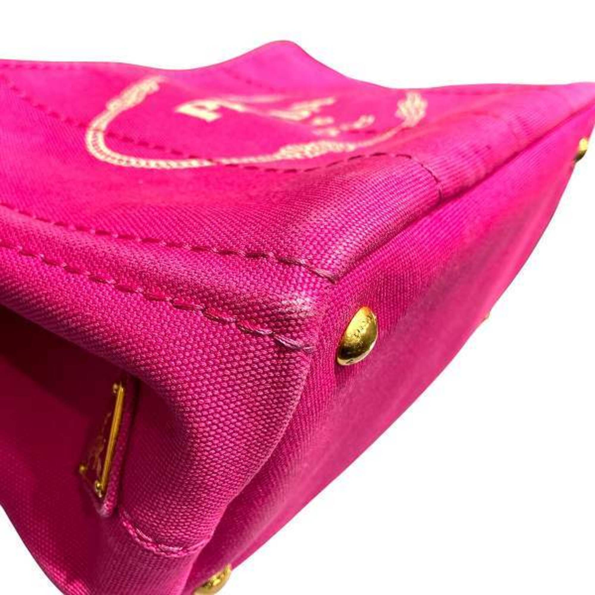 Prada Canapa Pink Canvas Handbag Tote Bag (Pre-Owned)