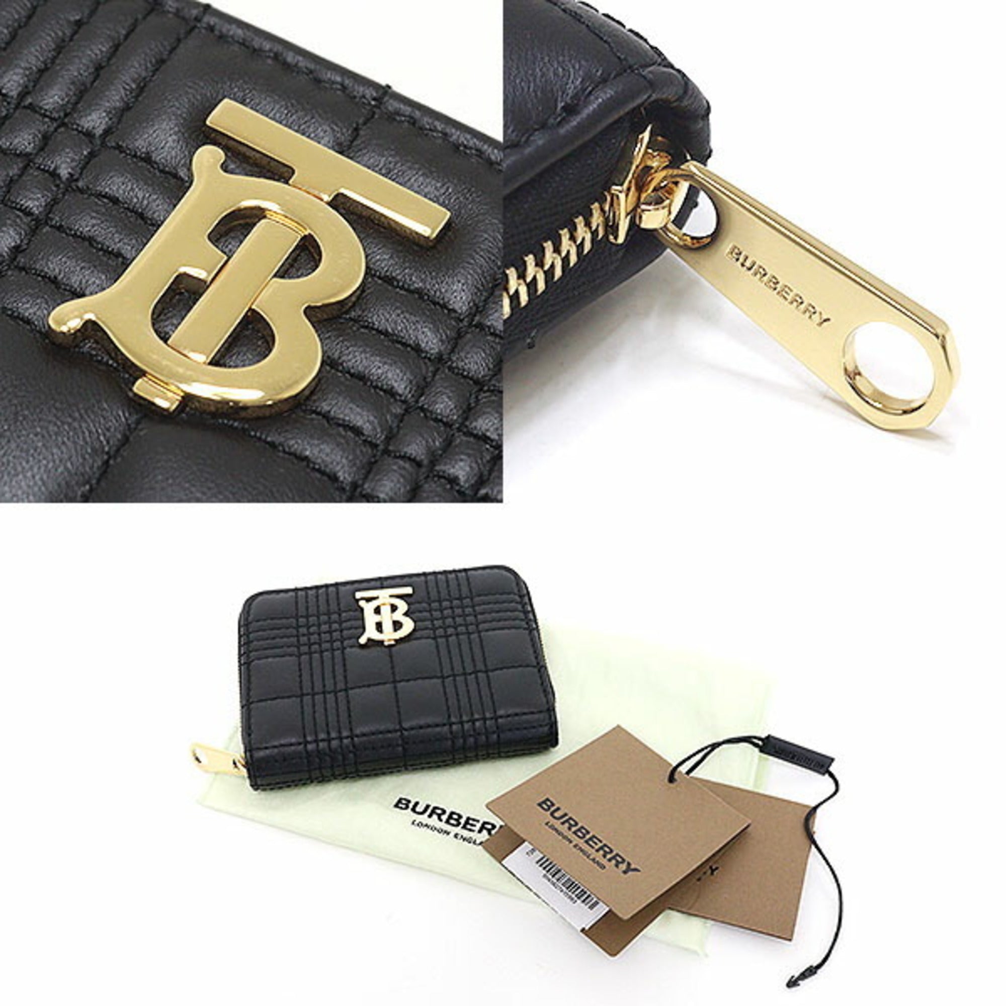 Burberry Black Pink White Yellow Quilting Leather Wallet (Bi-Fold) (Pre-Owned)