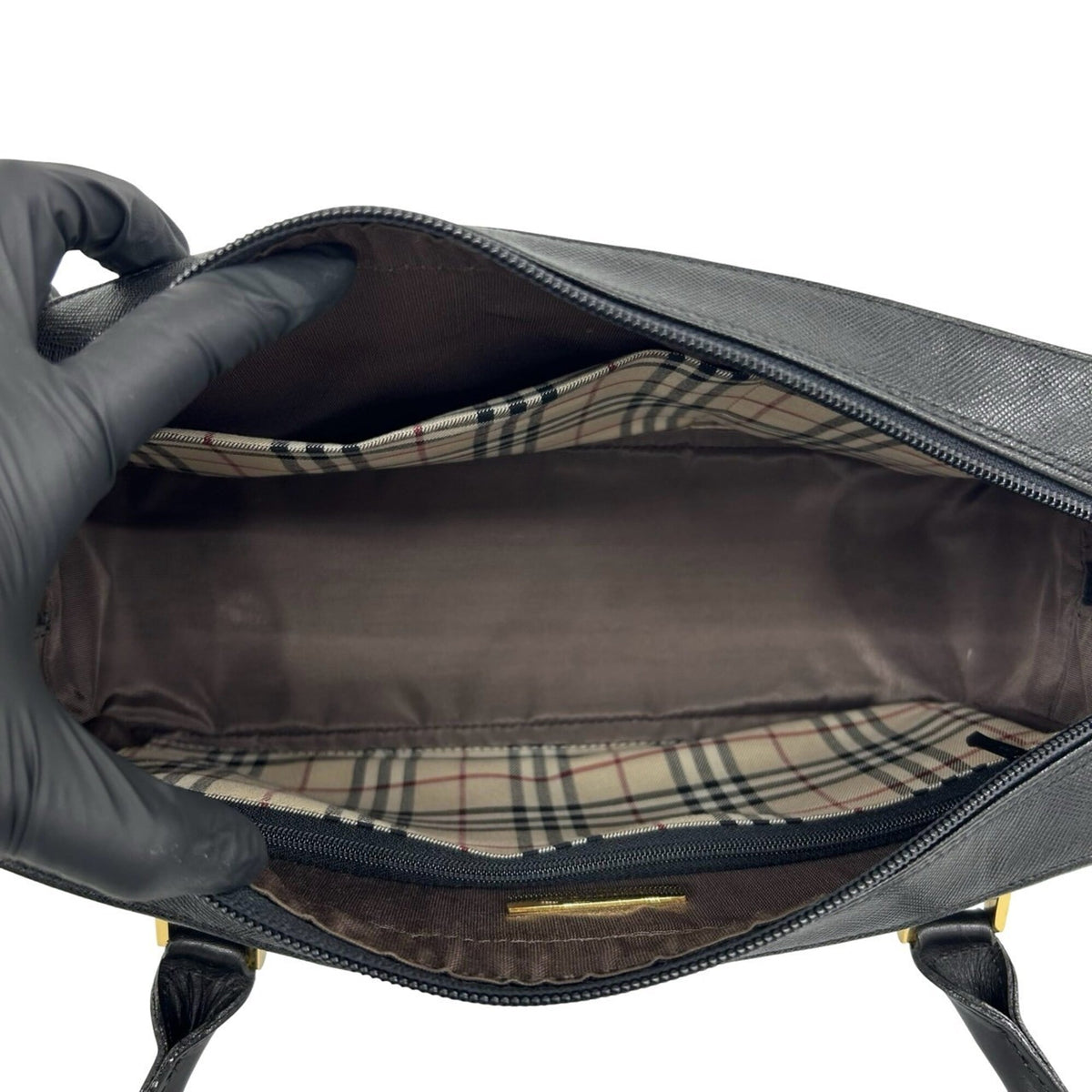 Burberry Black Leather Boston Bag Handbag Shoulder Bag (Pre-Owned)