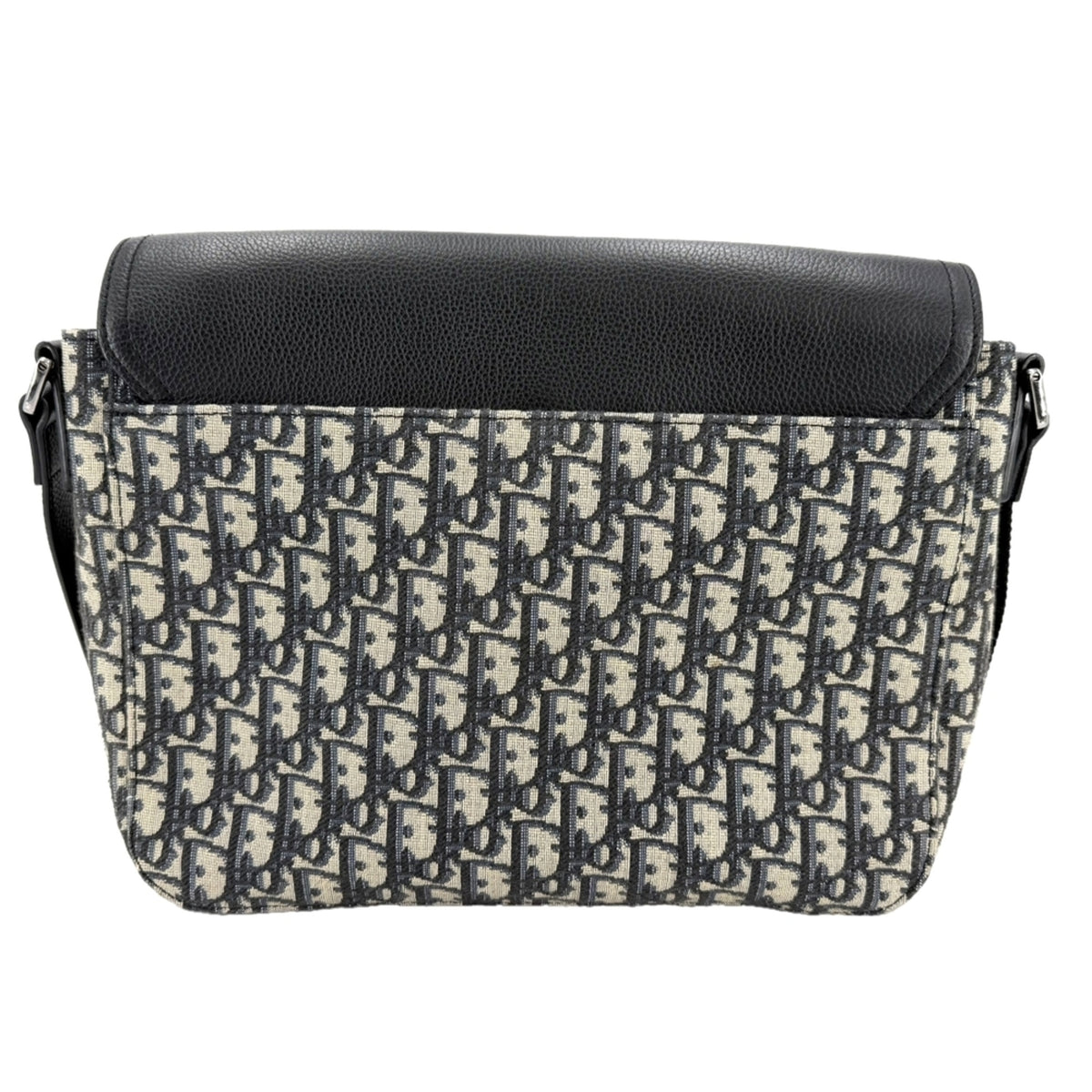 Christian Dior Beige Black Leather Canvas Shoulder Bag (Pre-Owned)