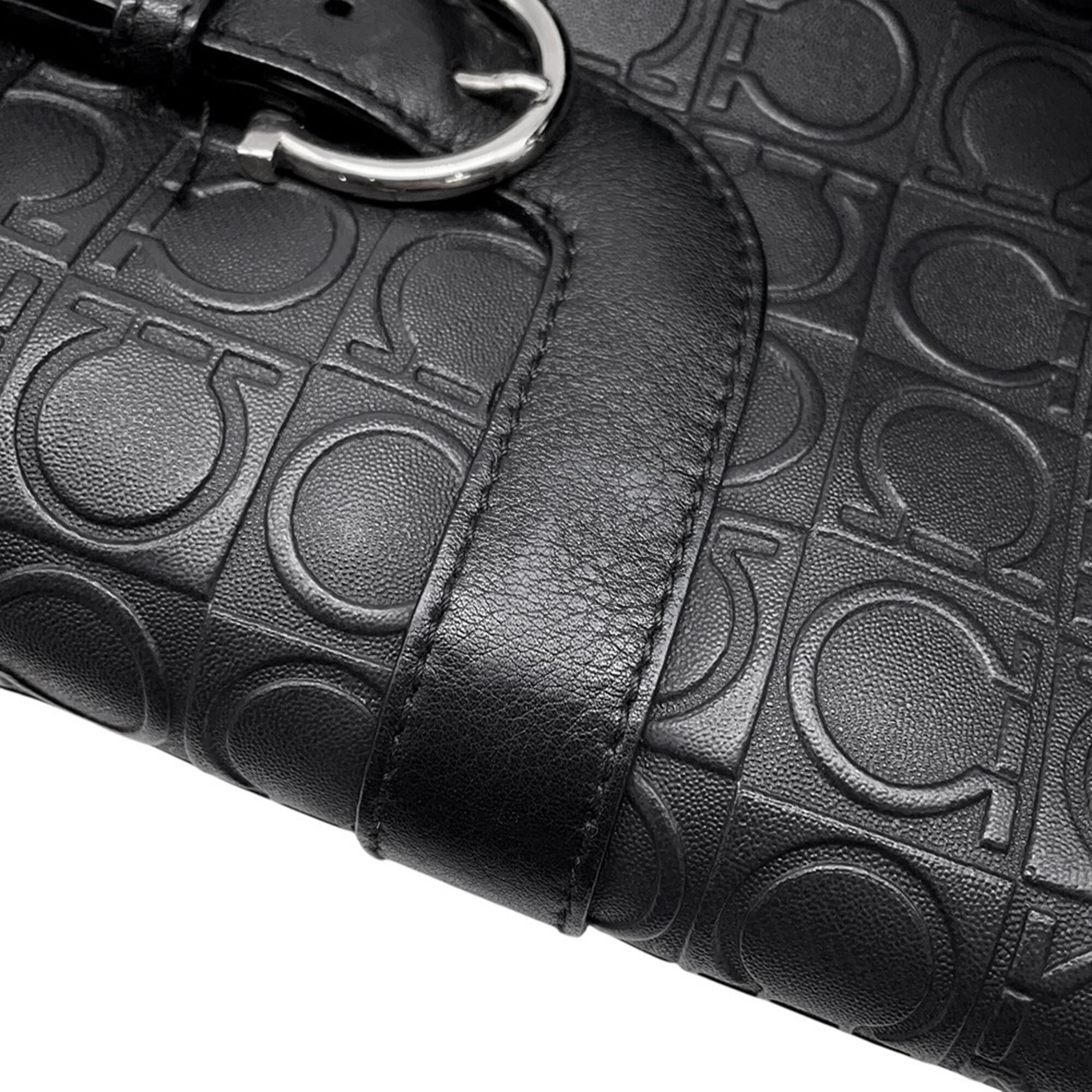 Salvatore Ferragamo Black Leather Handbag Shoulder Bag (Pre-Owned)