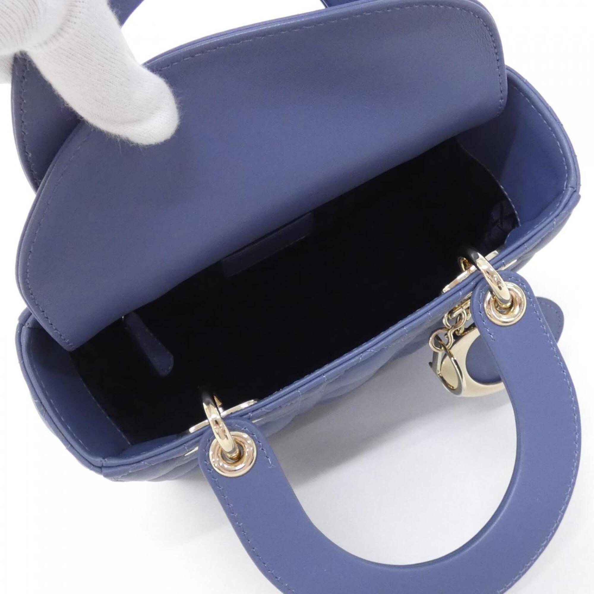Christian Dior Lady Dior Blue Leather Handbag (Pre-Owned)