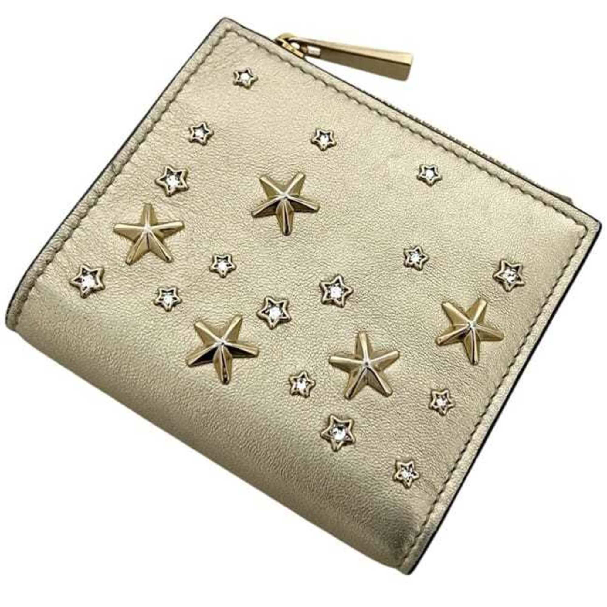 Jimmy Choo Gold Leather Wallet (Bi-Fold) (Pre-Owned)