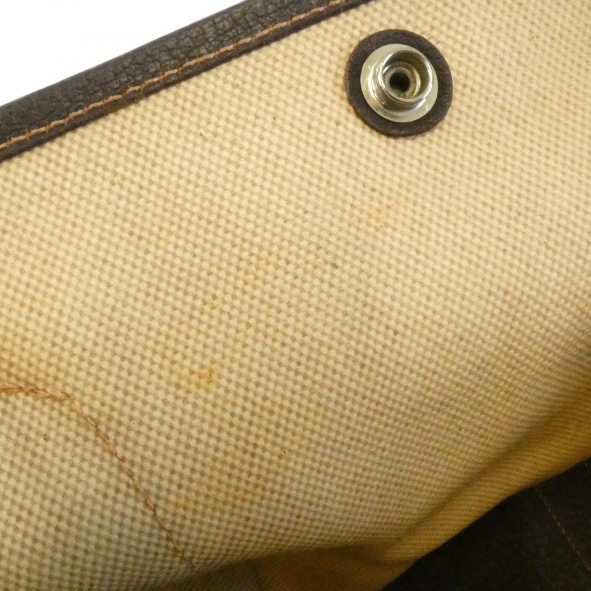 Hermes Brown Toile H Buffle Skipper Leather Handbag (Pre-Owned)
