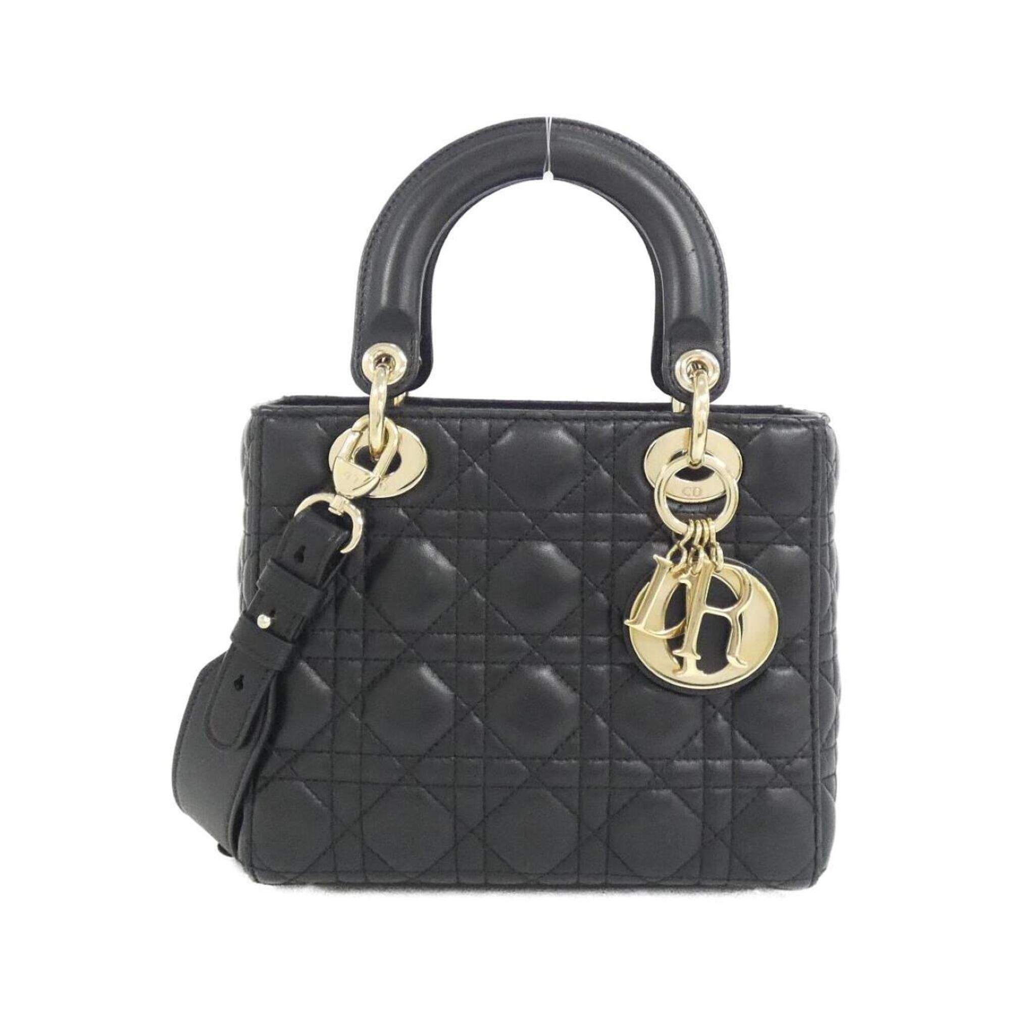 Christian Dior Lady Dior Black Leather Handbag (Pre-Owned)