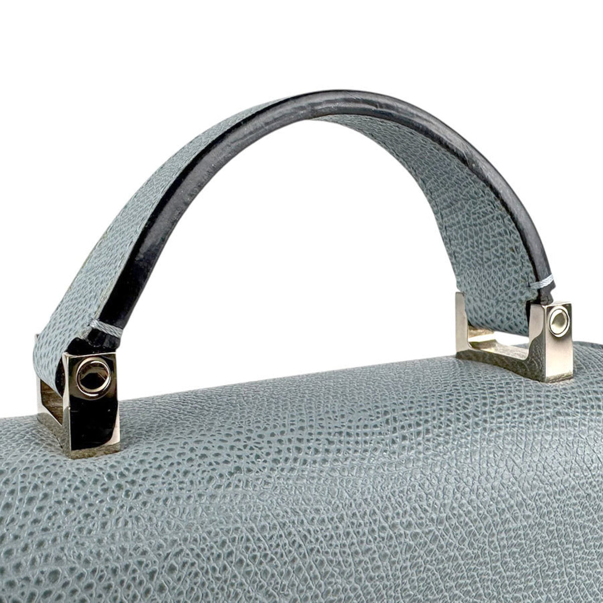 Valextra Blue Gray Leather Handbag (Pre-Owned)