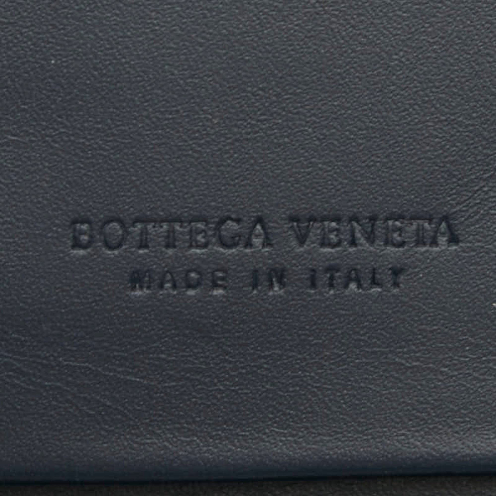 Bottega Veneta Intrecciato Navy Leather Long Wallet (Bi-Fold) (Pre-Owned)