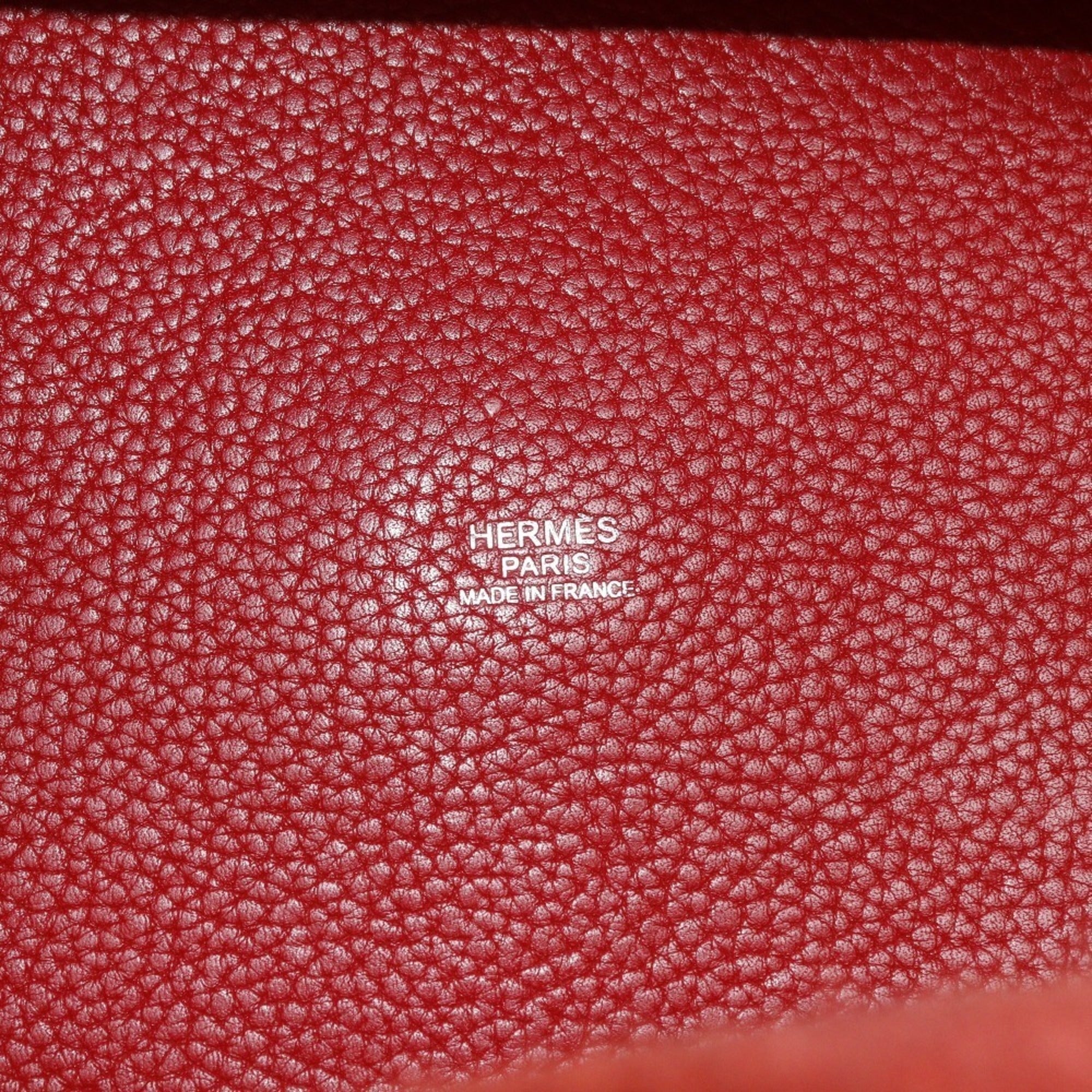 Hermes Red Color Taurillon Clemence Leather Handbag (Pre-Owned)