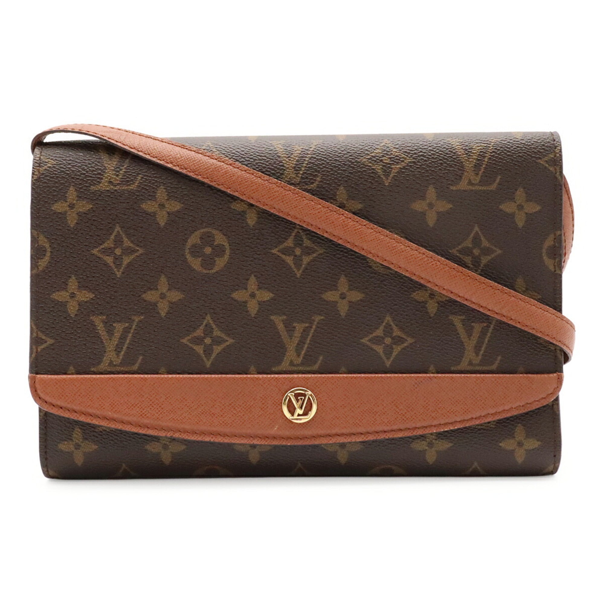 Louis Vuitton Brown Monogram Canvas Pvc Coated Canvas Clutch Bag Shoulder Bag (Pre-Owned)
