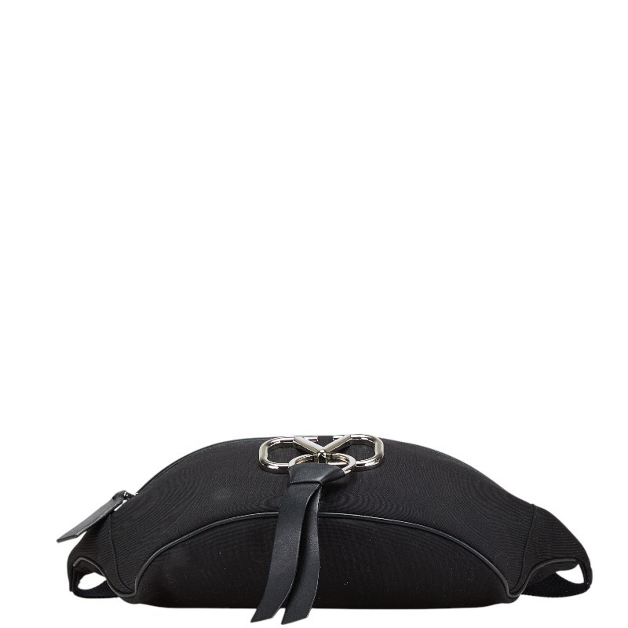 Valentino Black Canvas Leather Shoulder Bag (Pre-Owned)