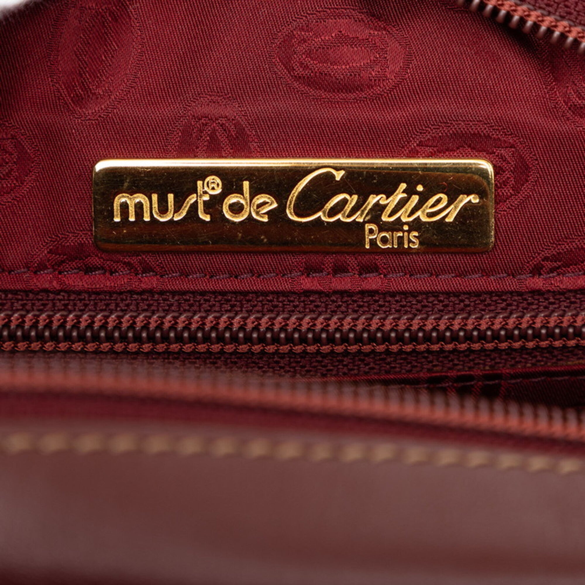 Cartier Bordeaux Red Color Leather Shoulder Bag (Pre-Owned)