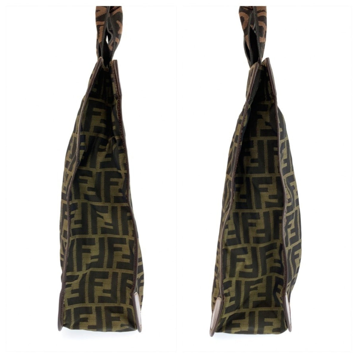 Fendi Brown Canvas Leather Handbag Tote Bag (Pre-Owned)