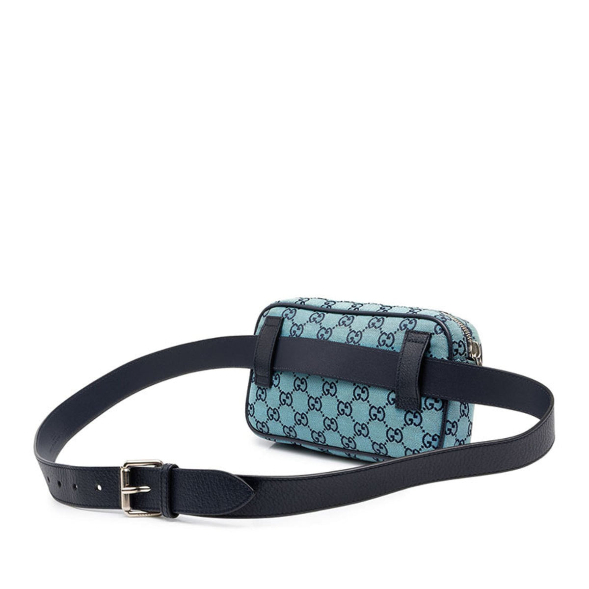 Gucci Blue Navy Canvas Leather Fanny Pack (Pre-Owned)