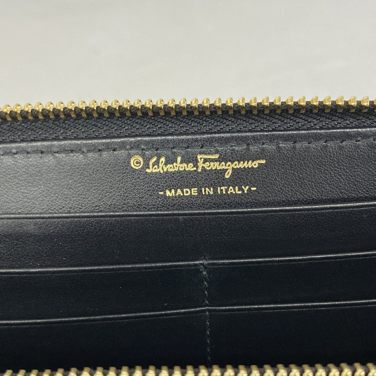 Salvatore Ferragamo Black Leather Long Wallet (Bi-Fold) (Pre-Owned)
