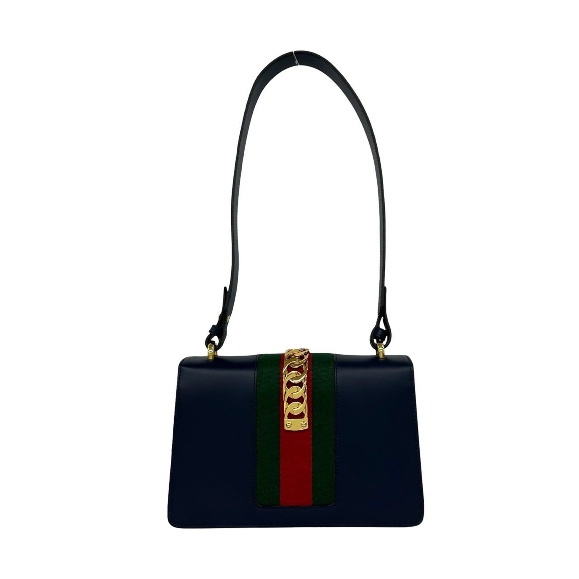 Gucci Green Navy Red Color Leather Shoulder Bag (Pre-Owned)