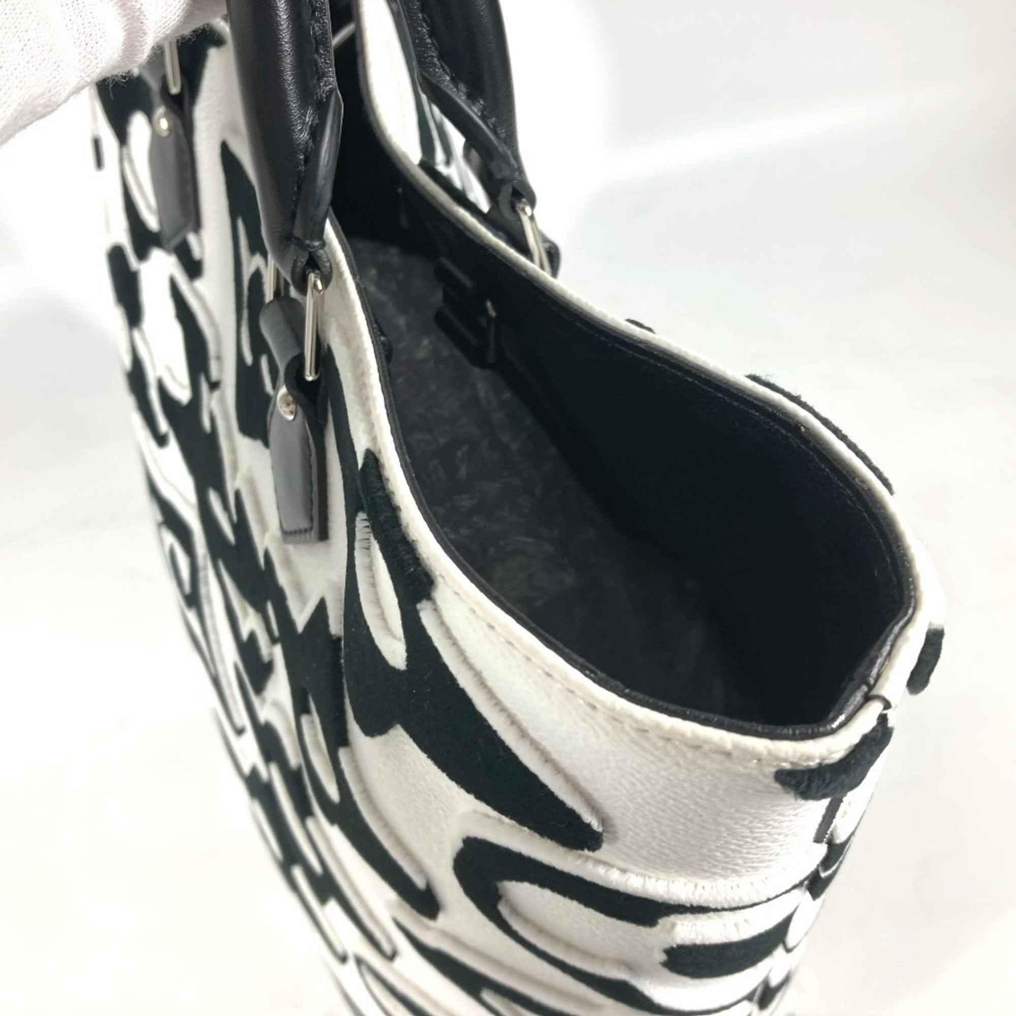 Louis Vuitton Black White Coated Canvas Shoulder Bag Tote Bag (Pre-Owned)