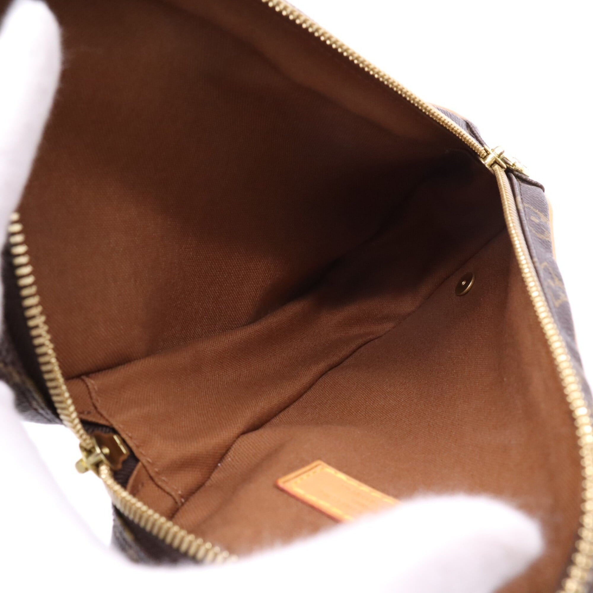 Louis Vuitton Beige Brown Coated Canvas Leather Pochette Shoulder Bag (Pre-Owned)