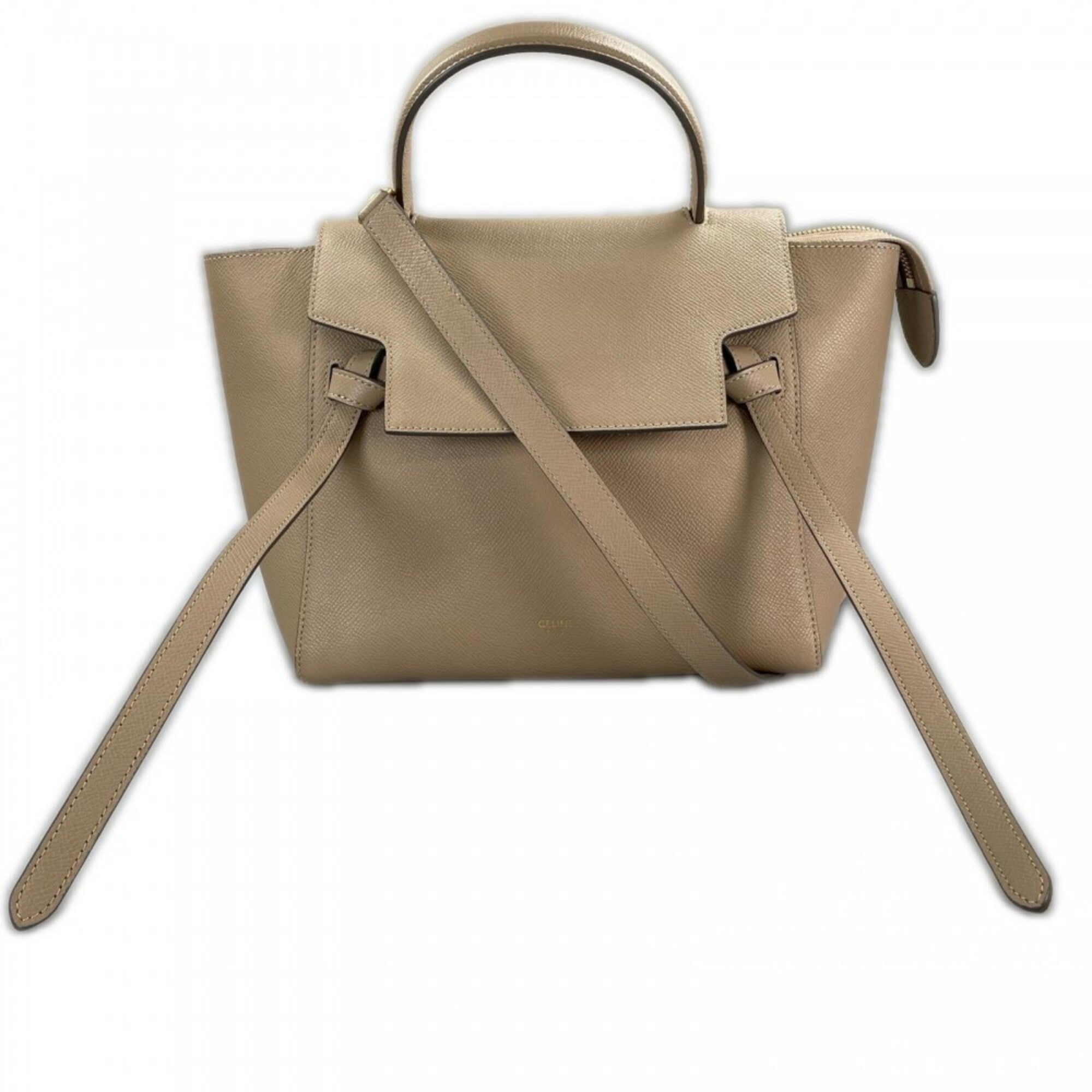 Celine Beige Beige Gold White Leather Handbag (Pre-Owned)