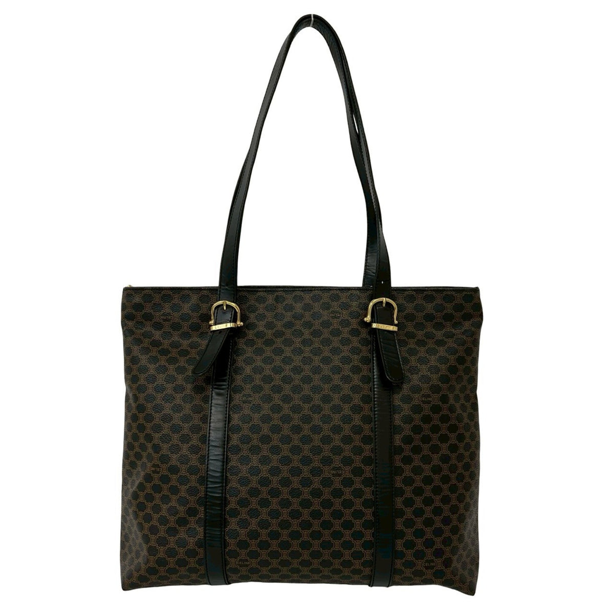 Celine Black Brown Leather Pvc Handbag Tote Bag (Pre-Owned)