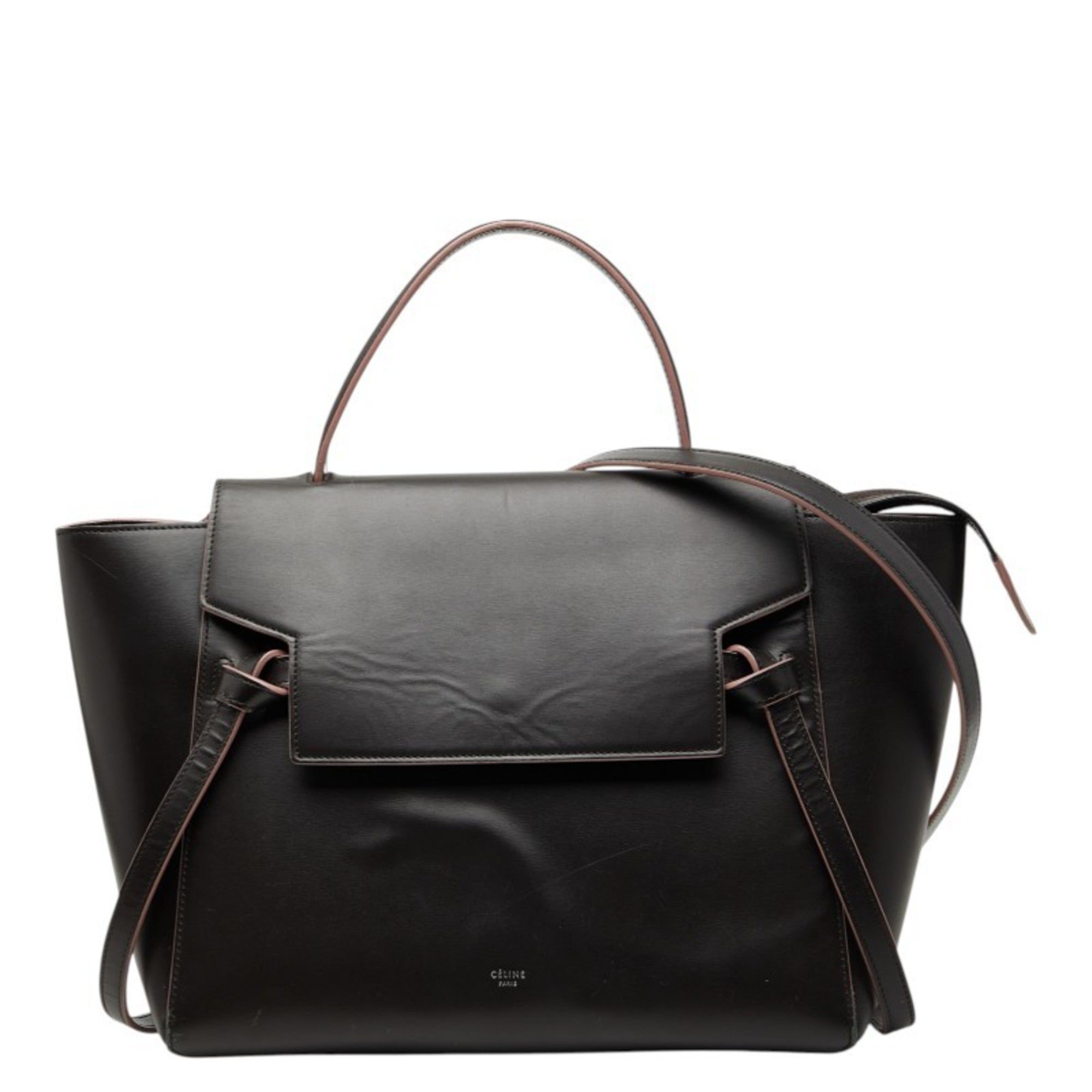Celine Dark Brown Pink Leather Handbag Shoulder Bag (Pre-Owned)