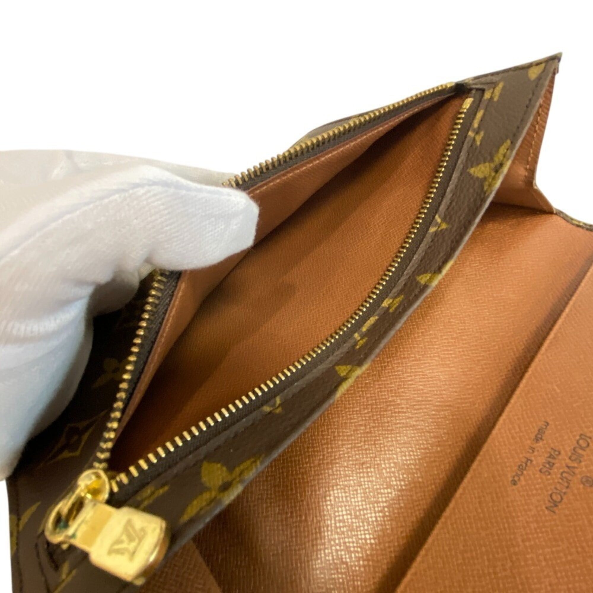 Louis Vuitton Monogram Brown Leather Clutch Bag Pochette (Pre-Owned)