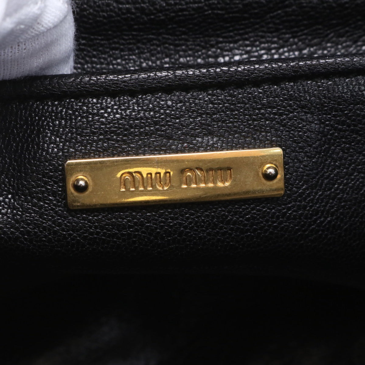 Miu Miu Black Blue Leather Canvas Shoulder Bag Tote Bag (Pre-Owned)