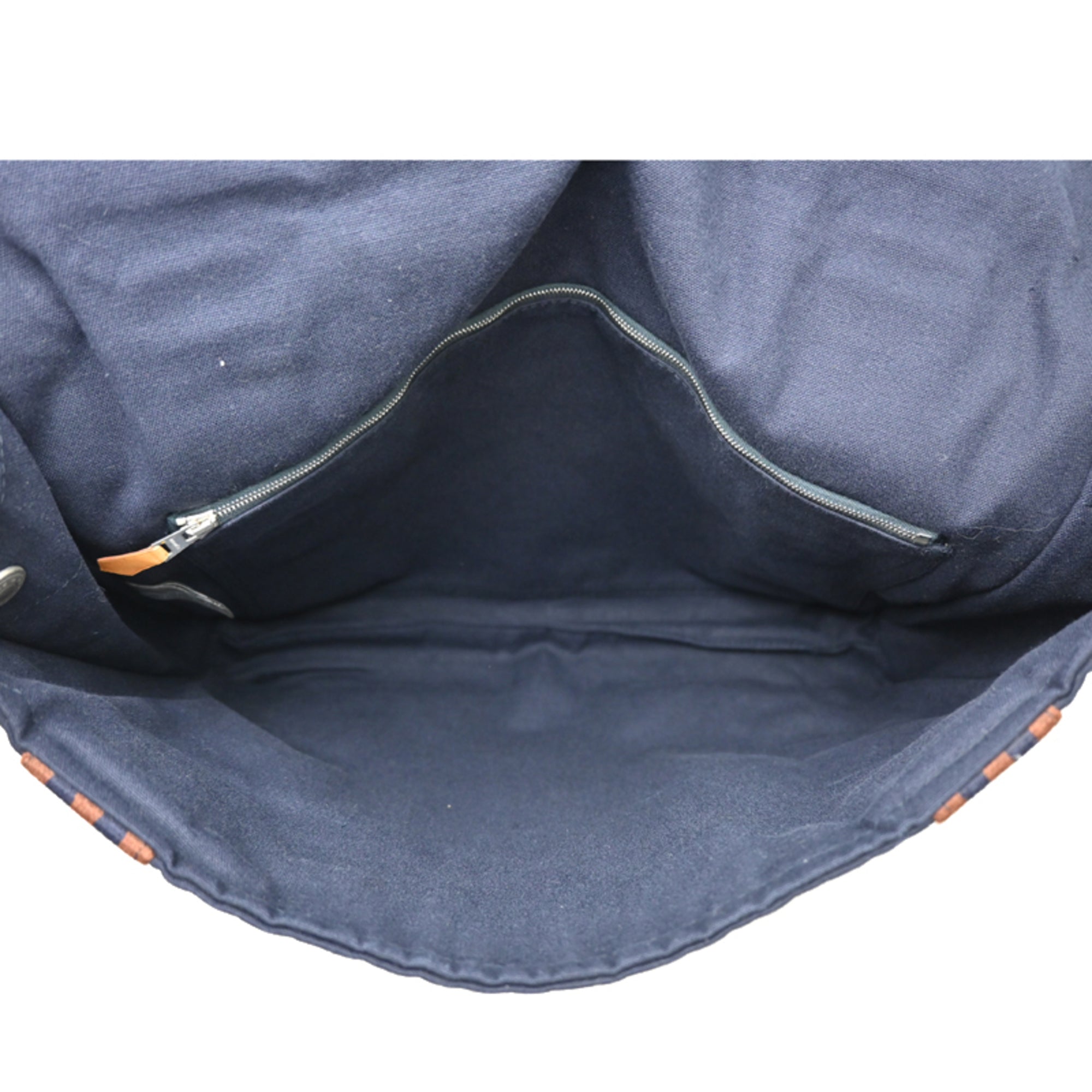 Hermes Brown Navy Cotton Shoulder Bag (Pre-Owned)