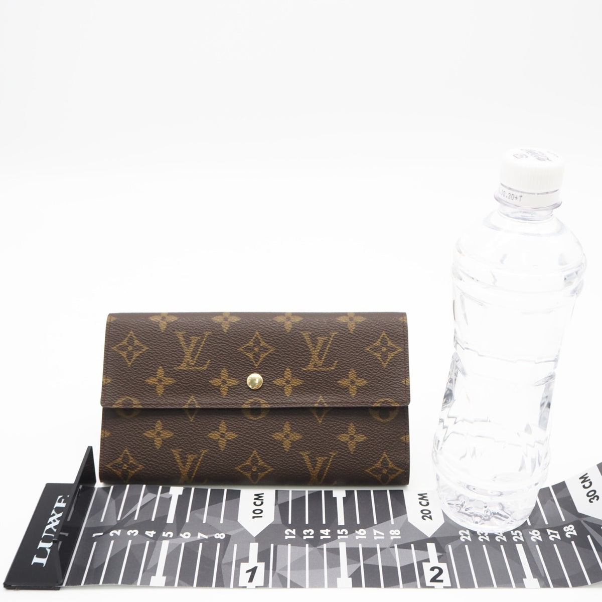Louis Vuitton Beige Brown Coated Canvas Leather Long Wallet (Bi-Fold) (Pre-Owned)