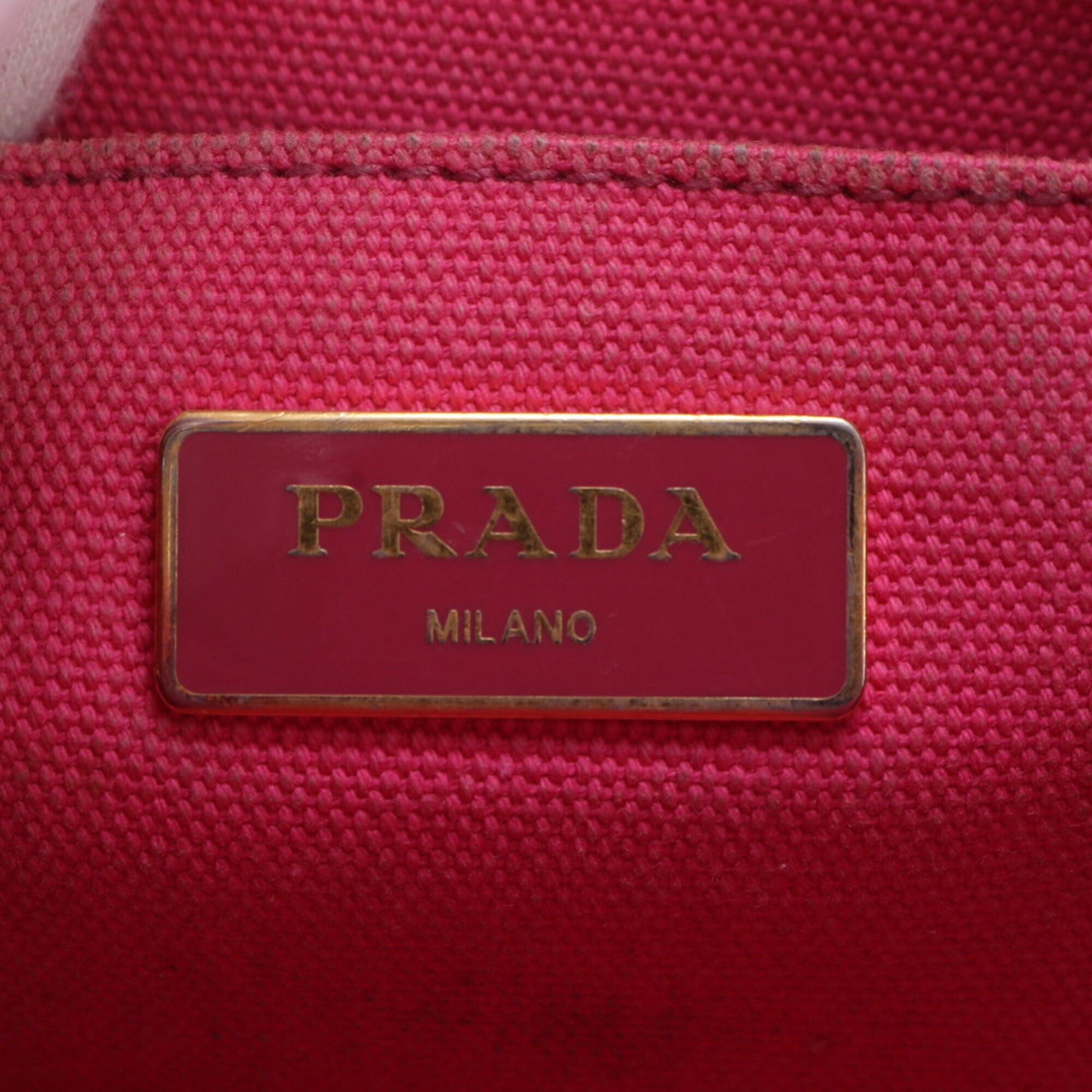 Prada Pink Leather Canvas Handbag Shoulder Bag Tote Bag (Pre-Owned)