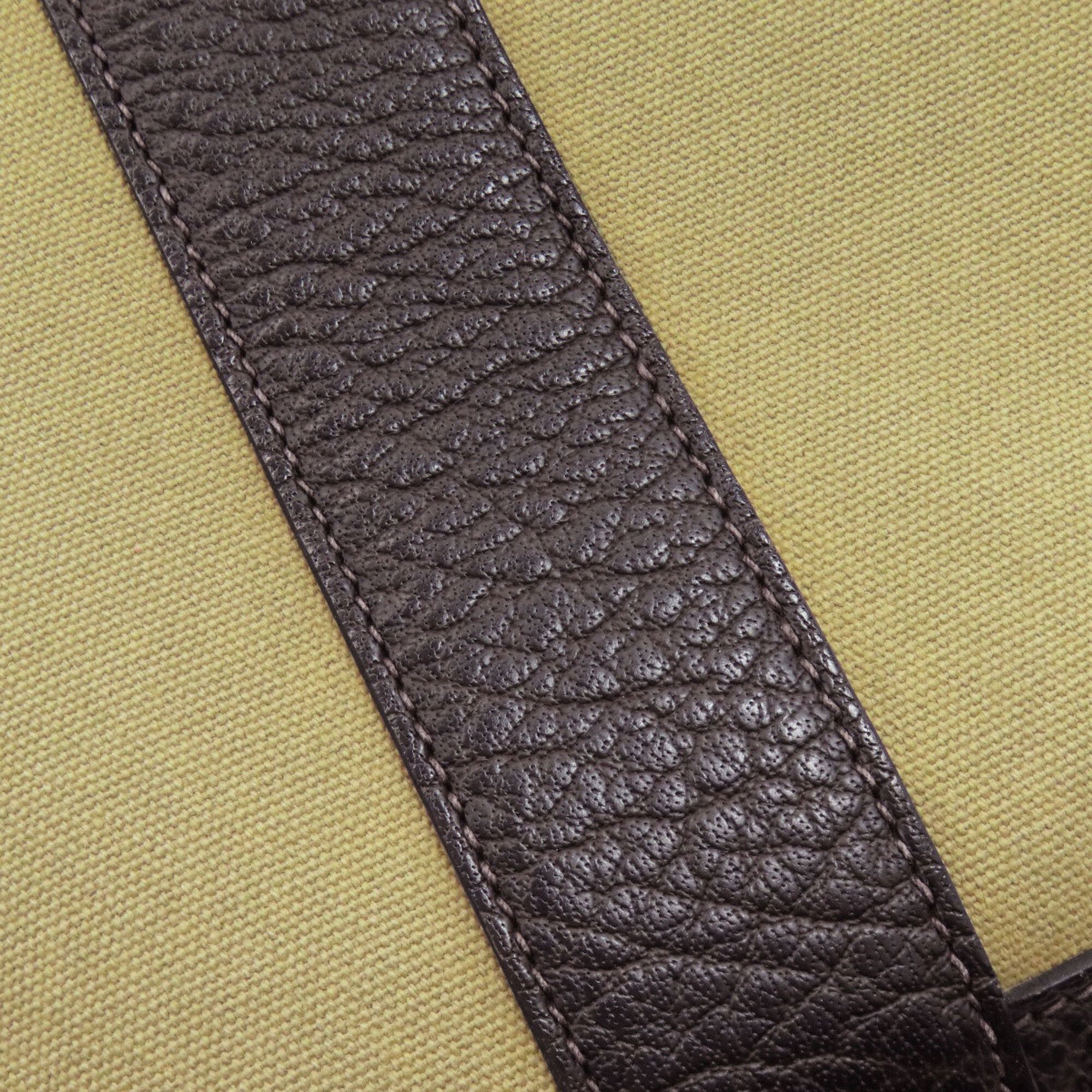 Hermes Garden Khaki Toile Officier Tote Bag (Pre-Owned)