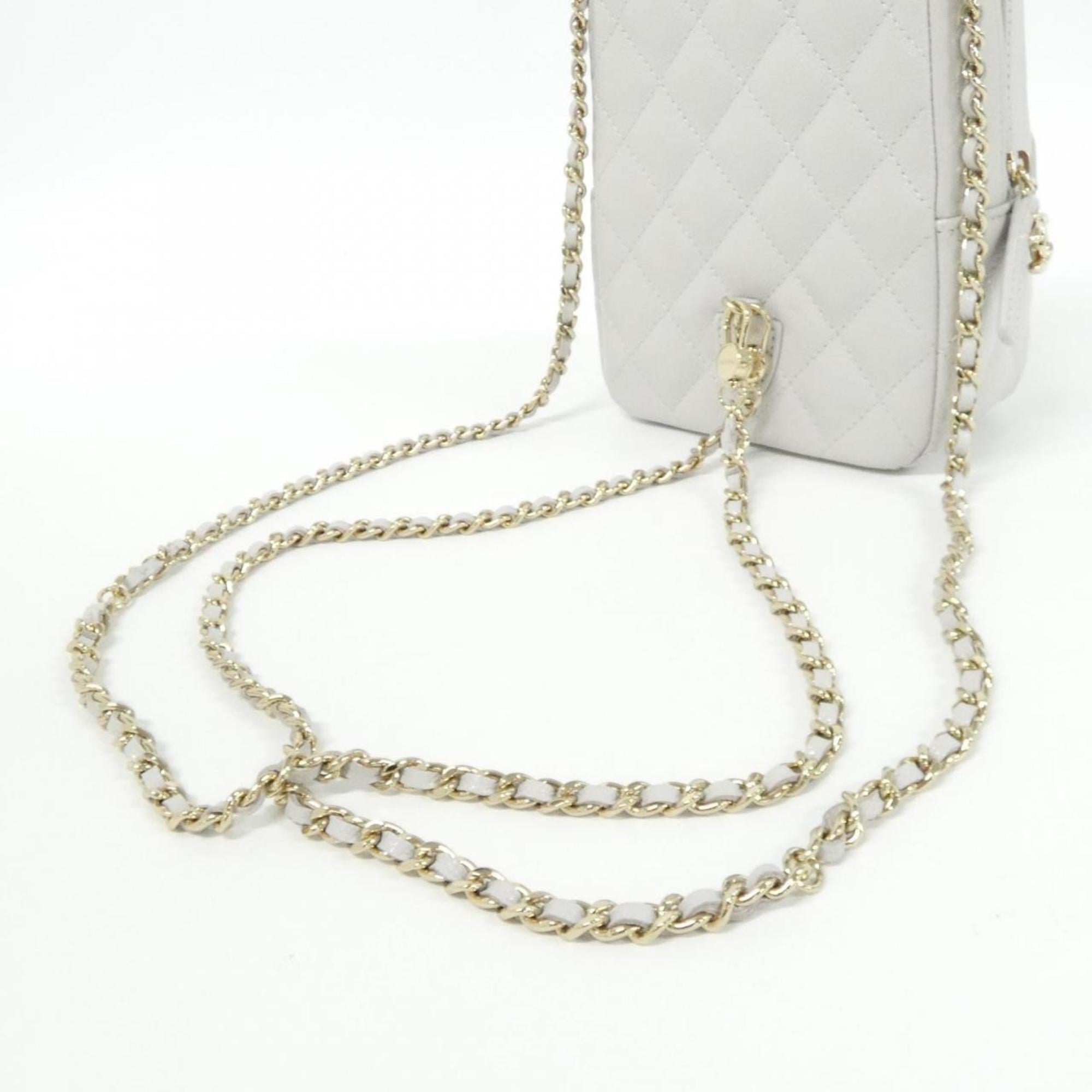 Chanel Light Gray Grained Calfskin Backpack (Pre-Owned)
