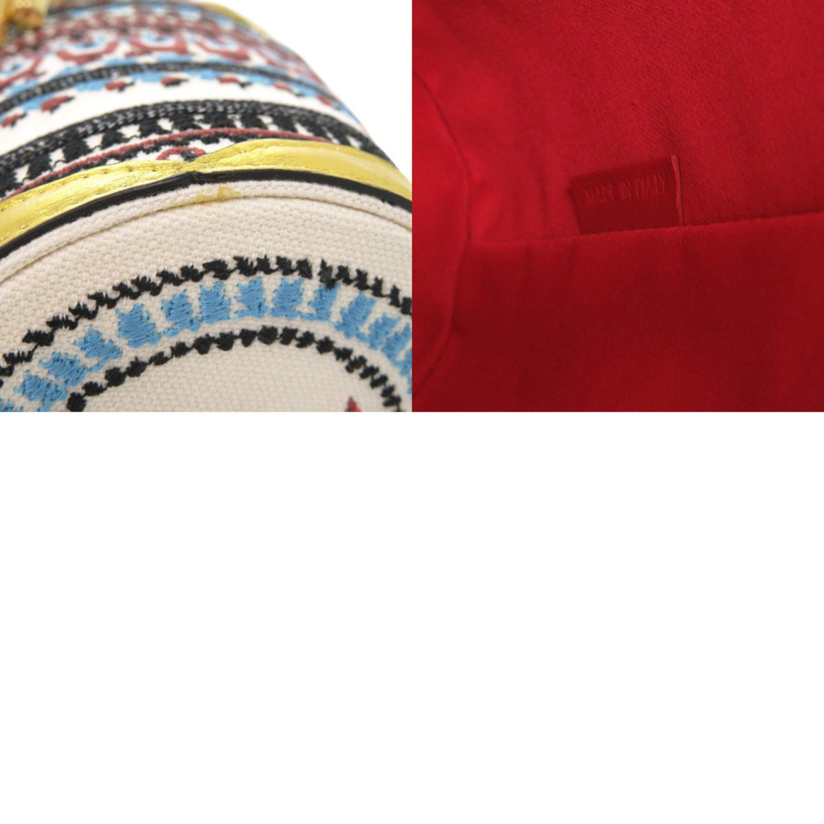 Christian Louboutin Gold Multi-Color Red Color White Canvas Shoulder Bag (Pre-Owned)