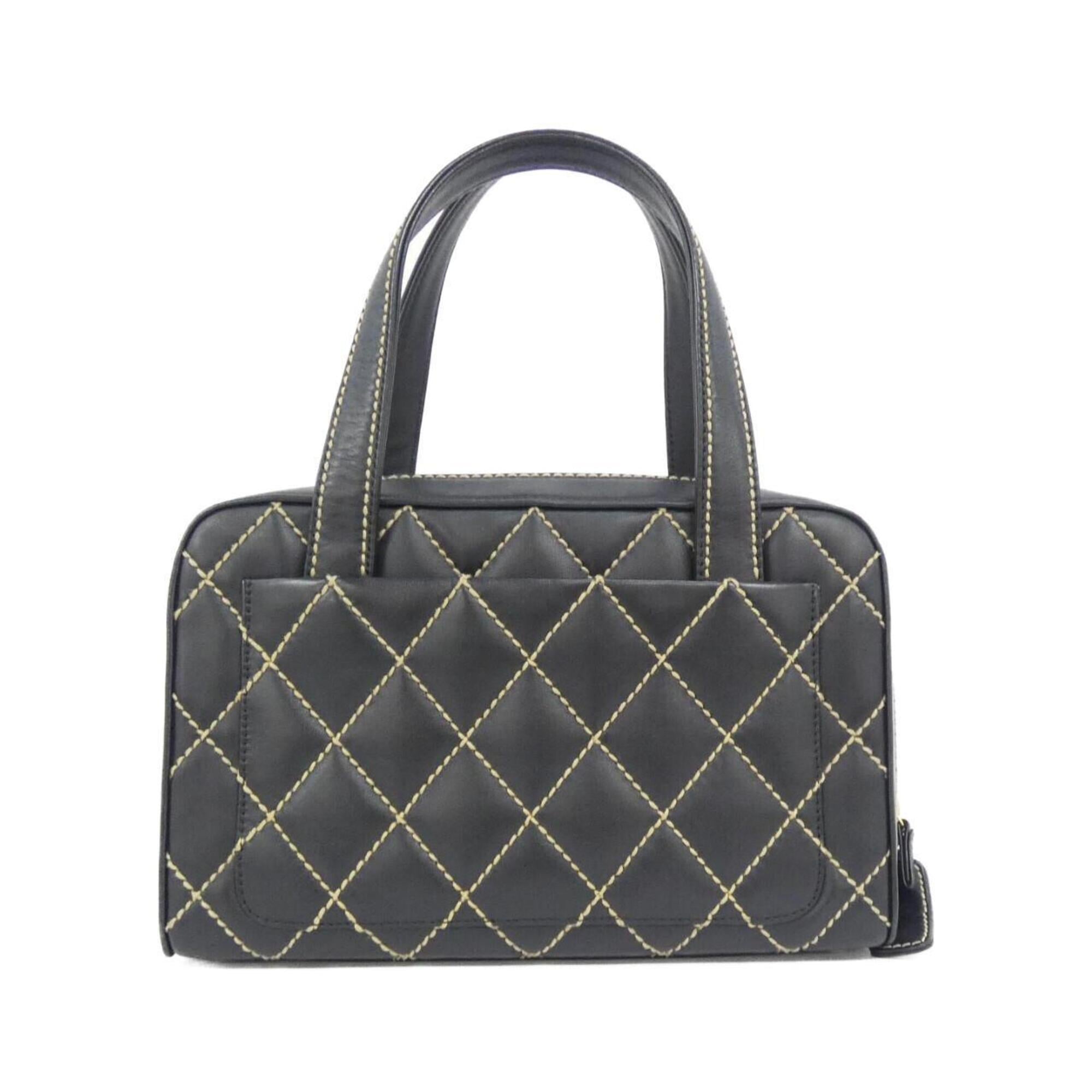 Chanel Beige Black Leather Handbag Pouch (Pre-Owned)