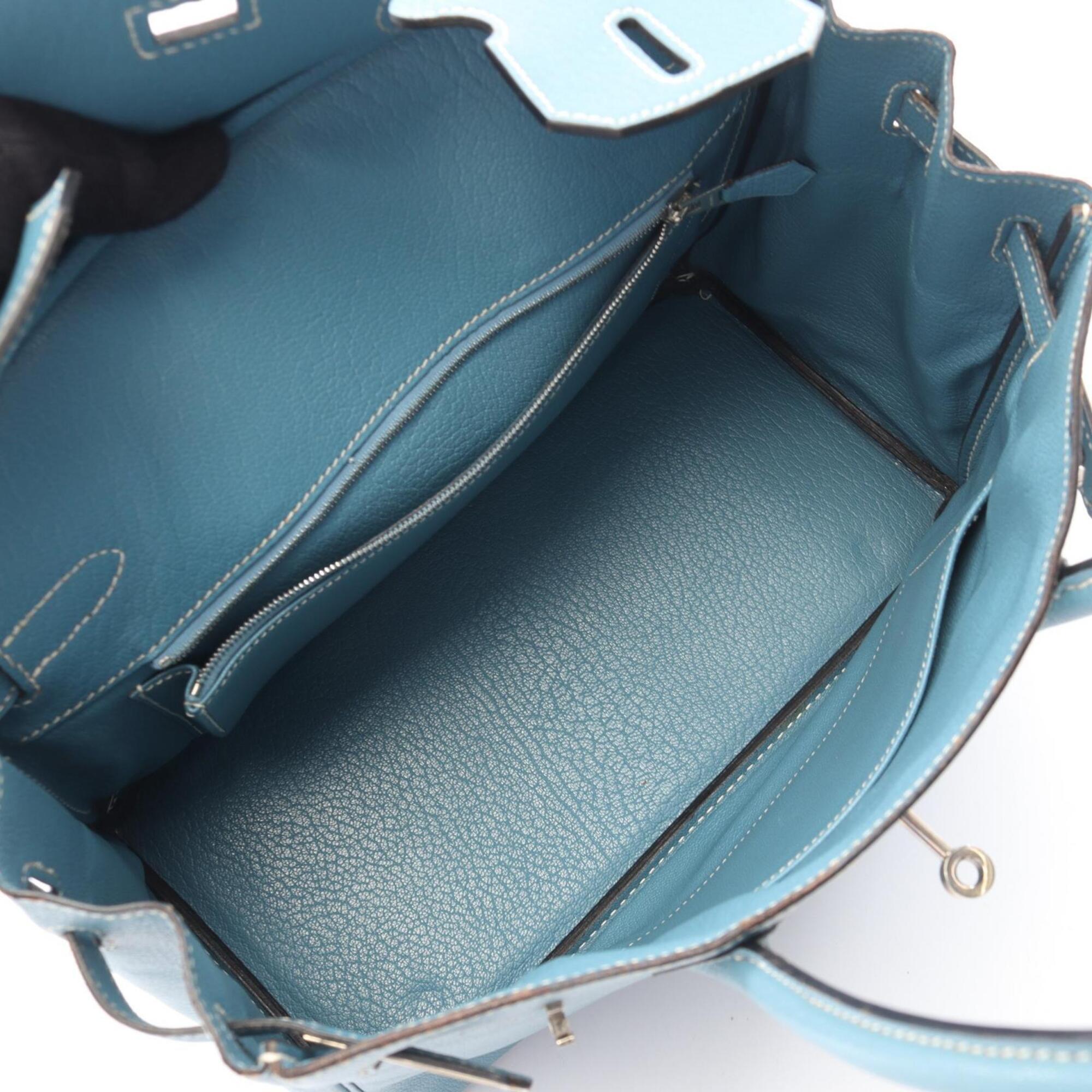 Hermes Blue Chevre Leather Handbag (Pre-Owned)