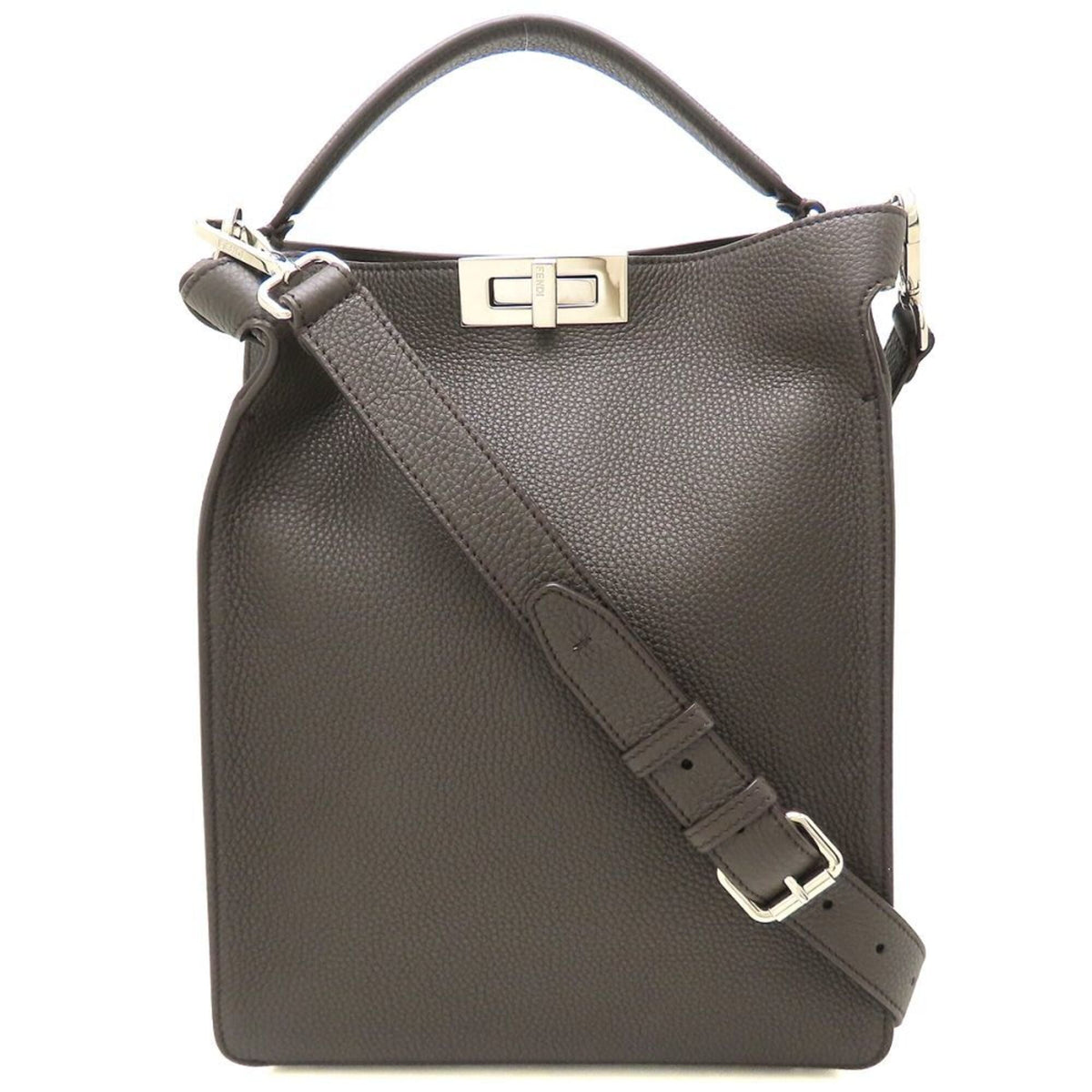 Fendi Dark Brown Yellow Leather Shoulder Bag (Pre-Owned)