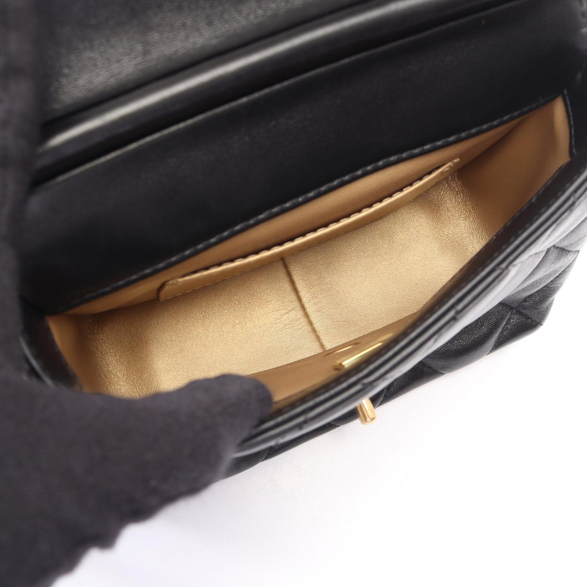 Chanel Black Leather Handbag Shoulder Bag (Pre-Owned)
