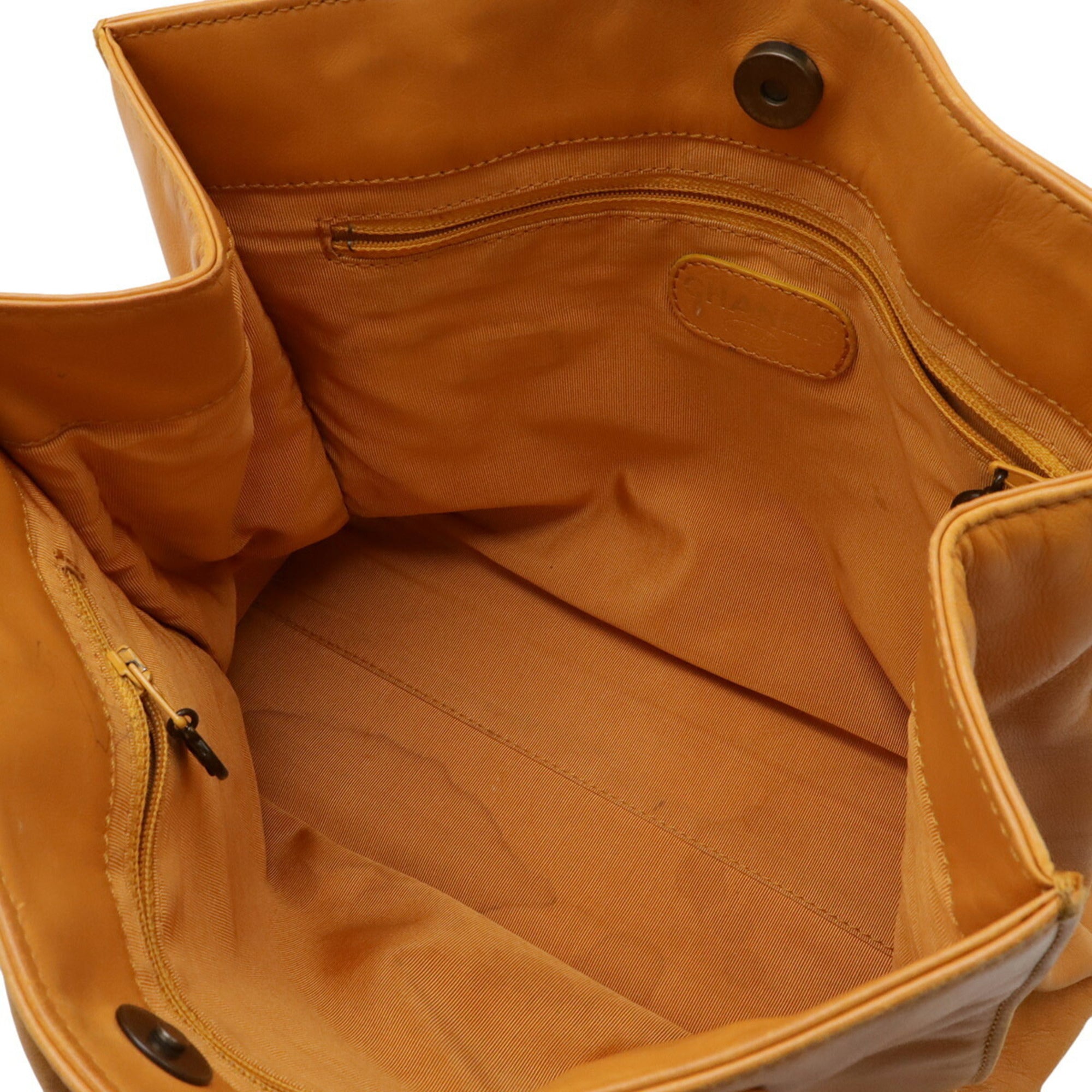 Chanel Mustard Leather Shoulder Bag Tote Bag (Pre-Owned)