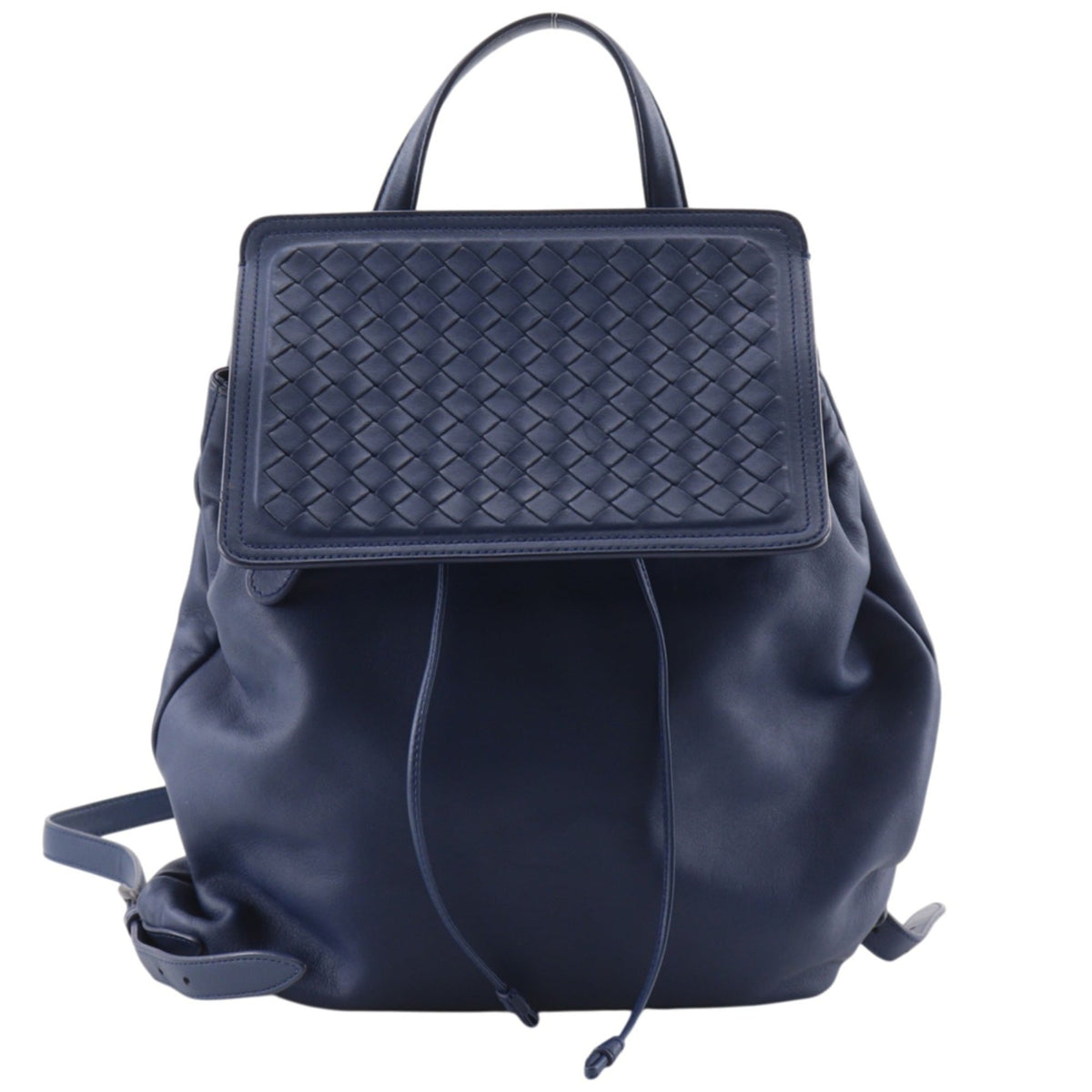 Bottega Veneta Intrecciato Blue Leather Backpack (Pre-Owned)