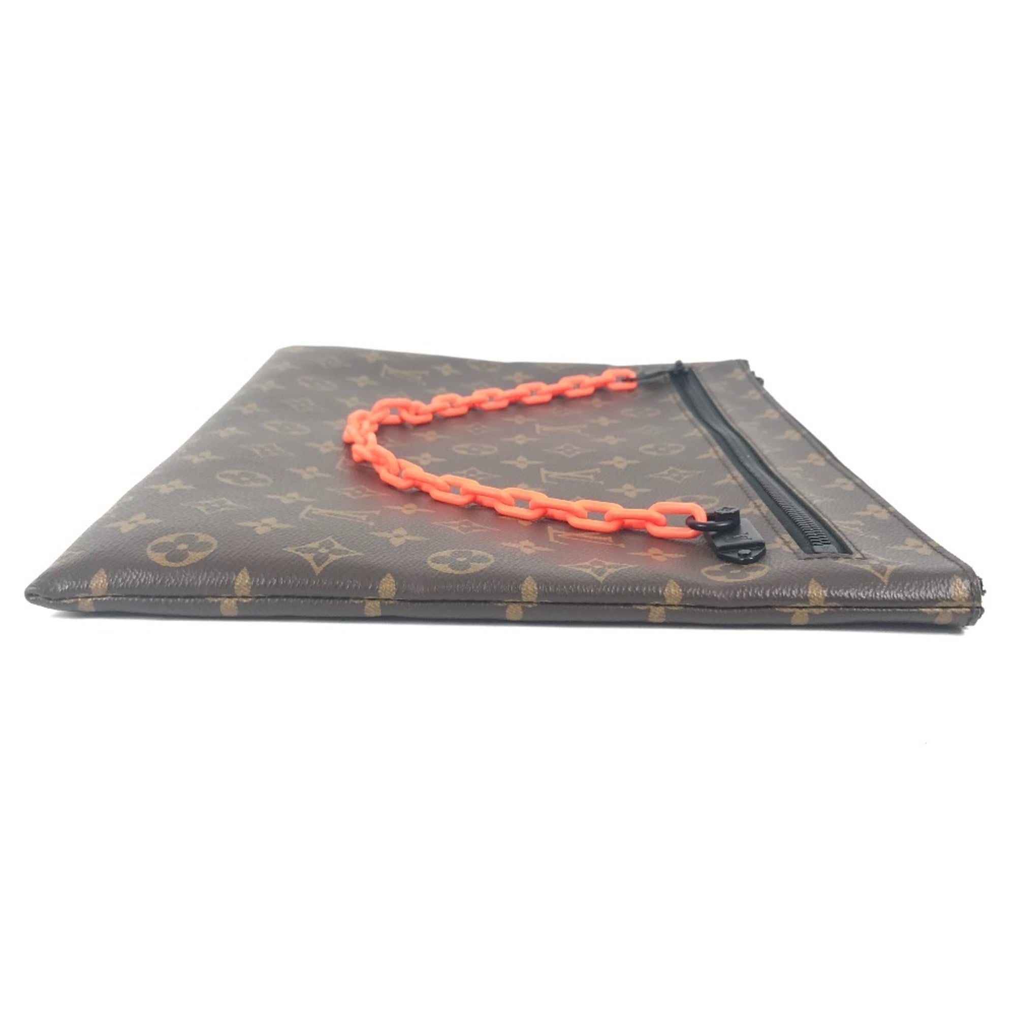 Louis Vuitton Brown Orange Monogram Canvas Clutch Bag Pochette Pouch (Pre-Owned)