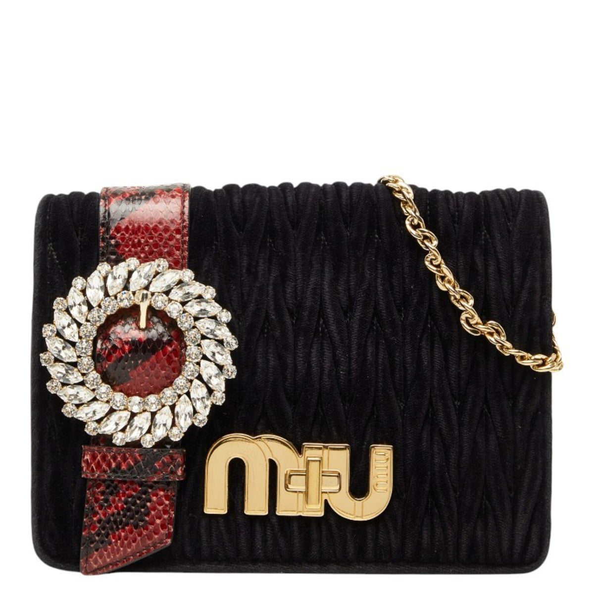 Miu Miu Matelasse Black Velvet Leather Shoulder Bag (Pre-Owned)